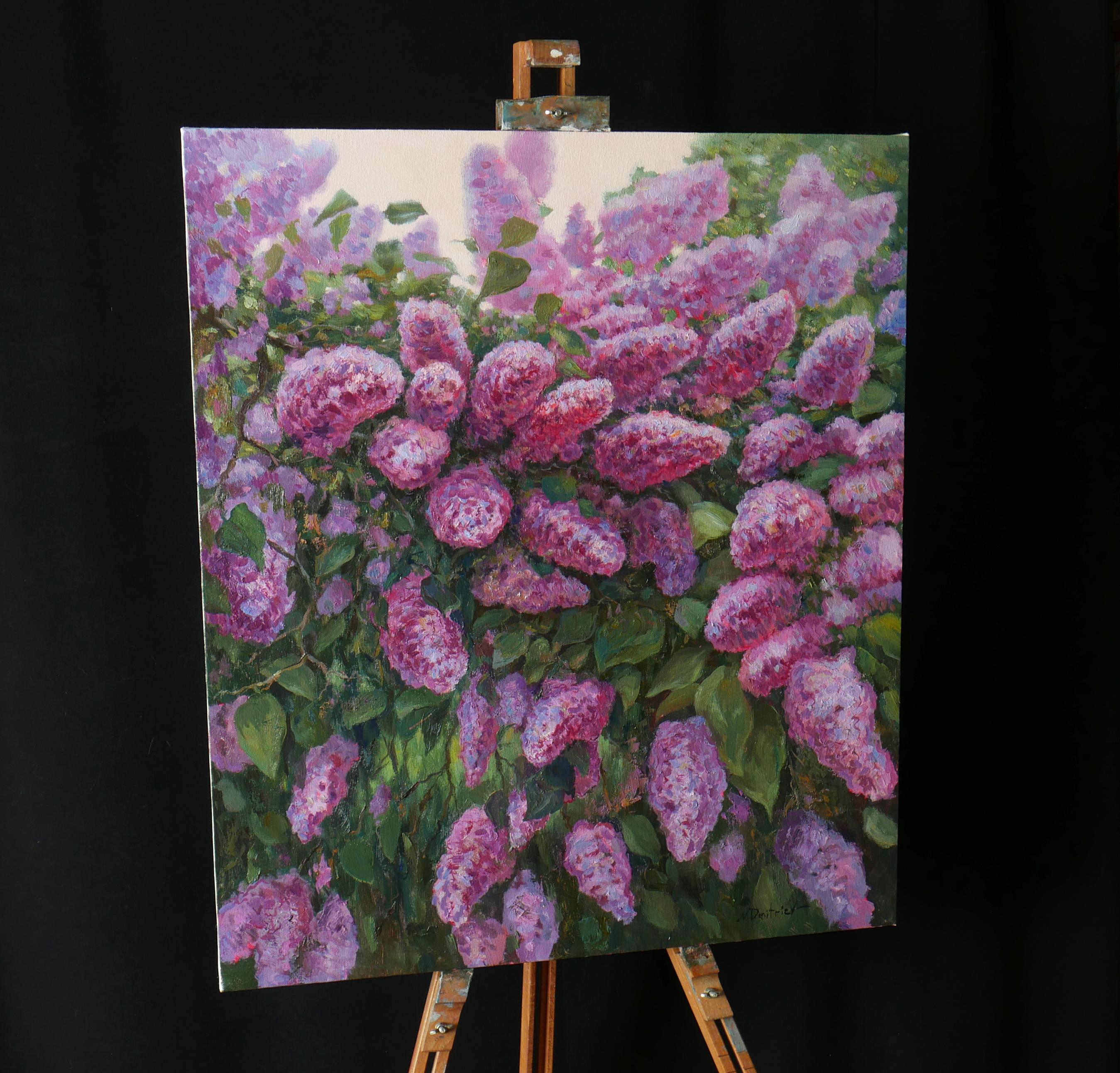 The Sunny Lilac Bush - Impressionist Painting by Nikolay Dmitriev