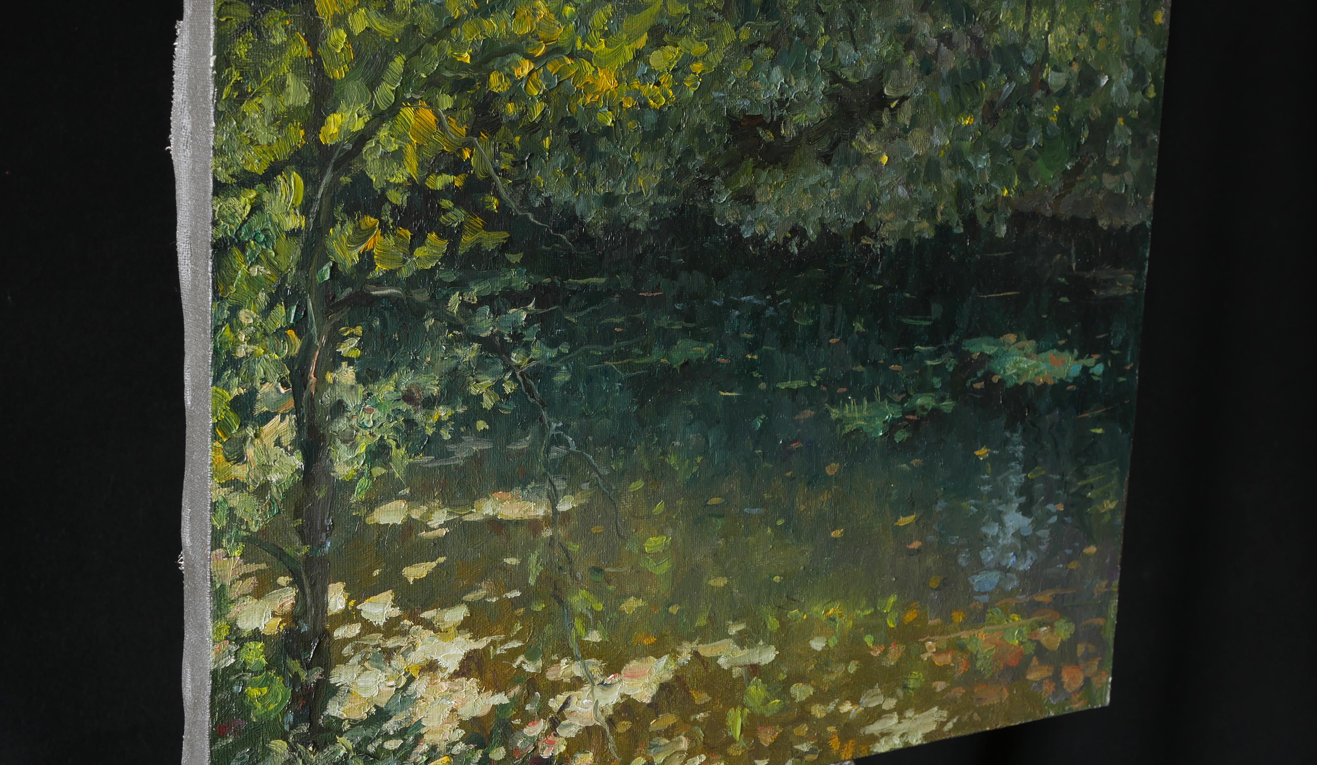 The Sunny Water - peinture de paysage fluvial - Impressionnisme Painting par Nikolay Dmitriev
