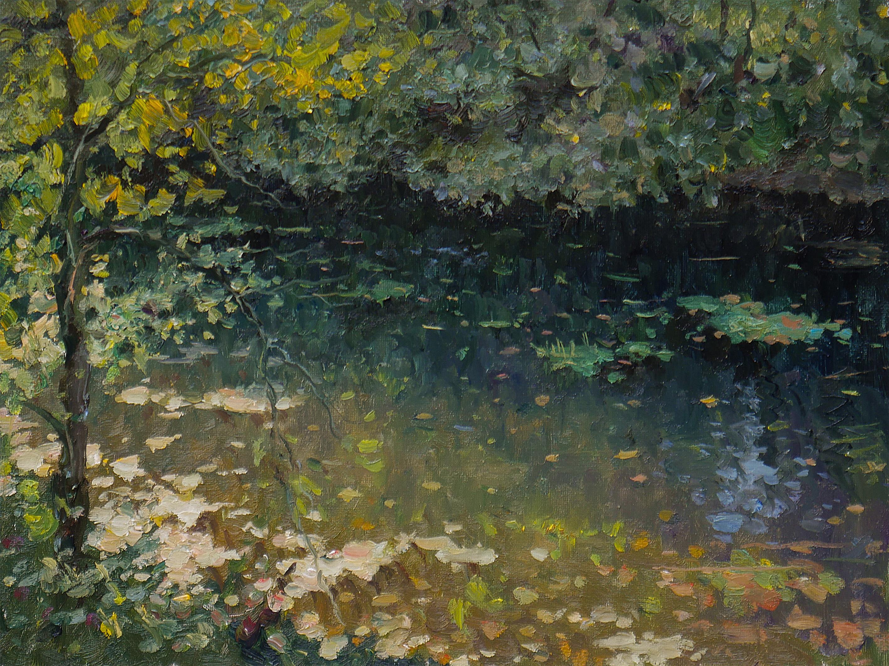 Nikolay Dmitriev Interior Painting – The Sunny Water – Flusslandschaftsgemälde