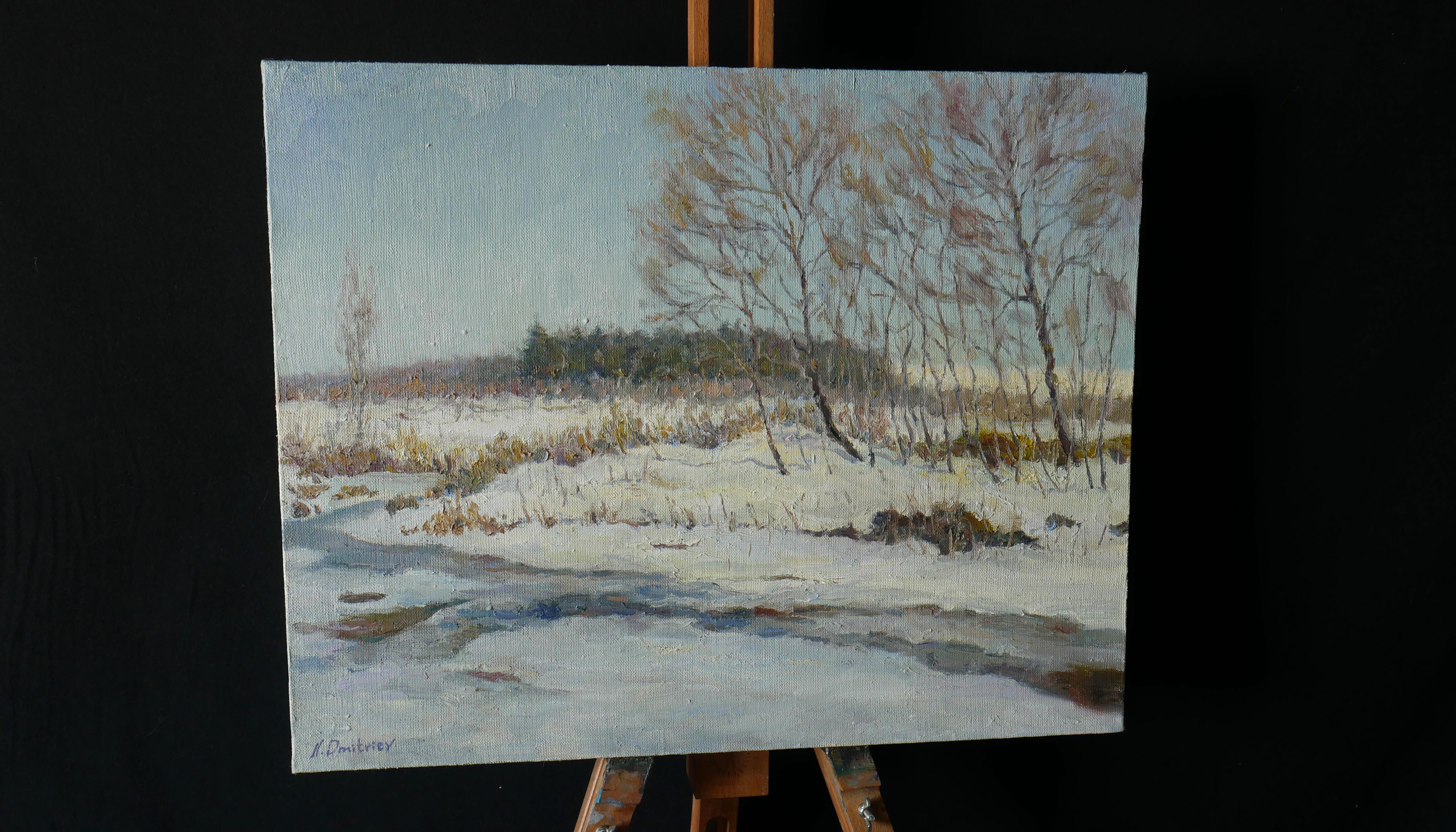The Sunny Winter Days - original landscape painting - Impressionist Painting by Nikolay Dmitriev