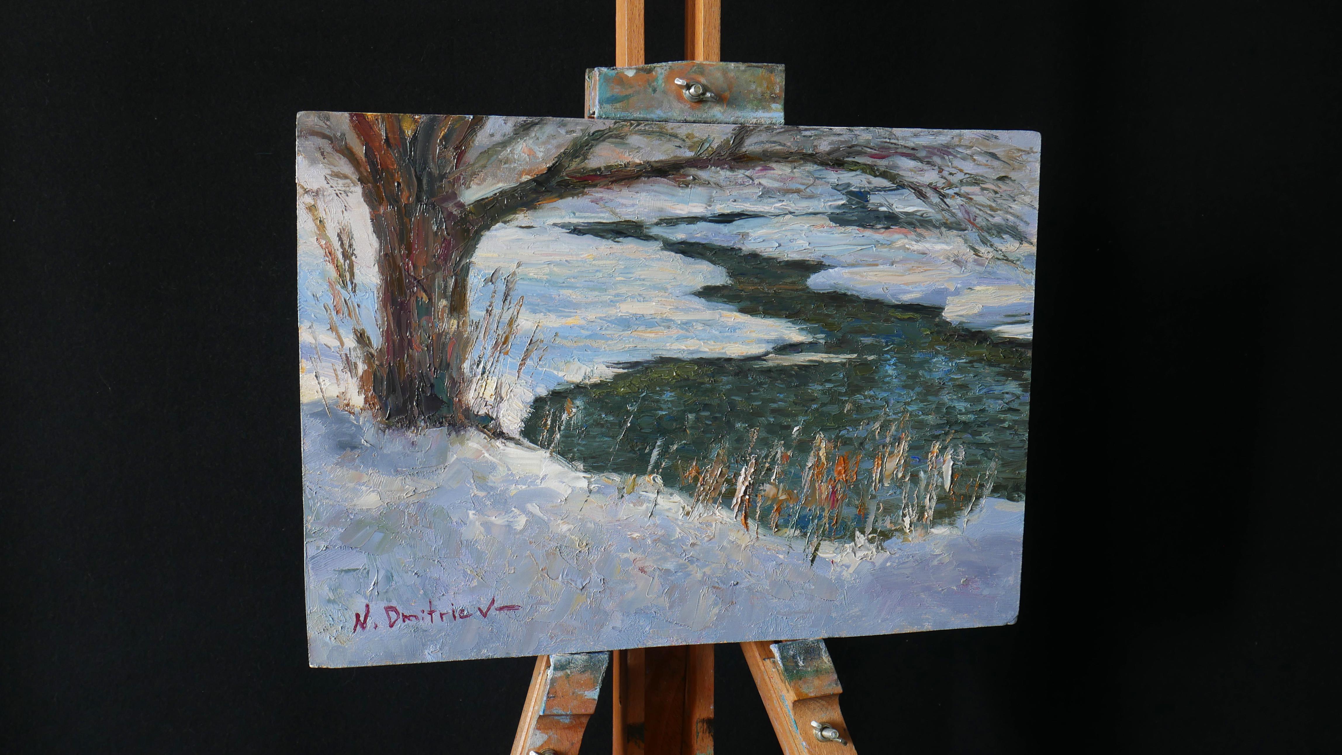 The Winter Backwater - Impressionist Painting by Nikolay Dmitriev