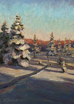 The Winter Sun - peinture de paysage d'hiver