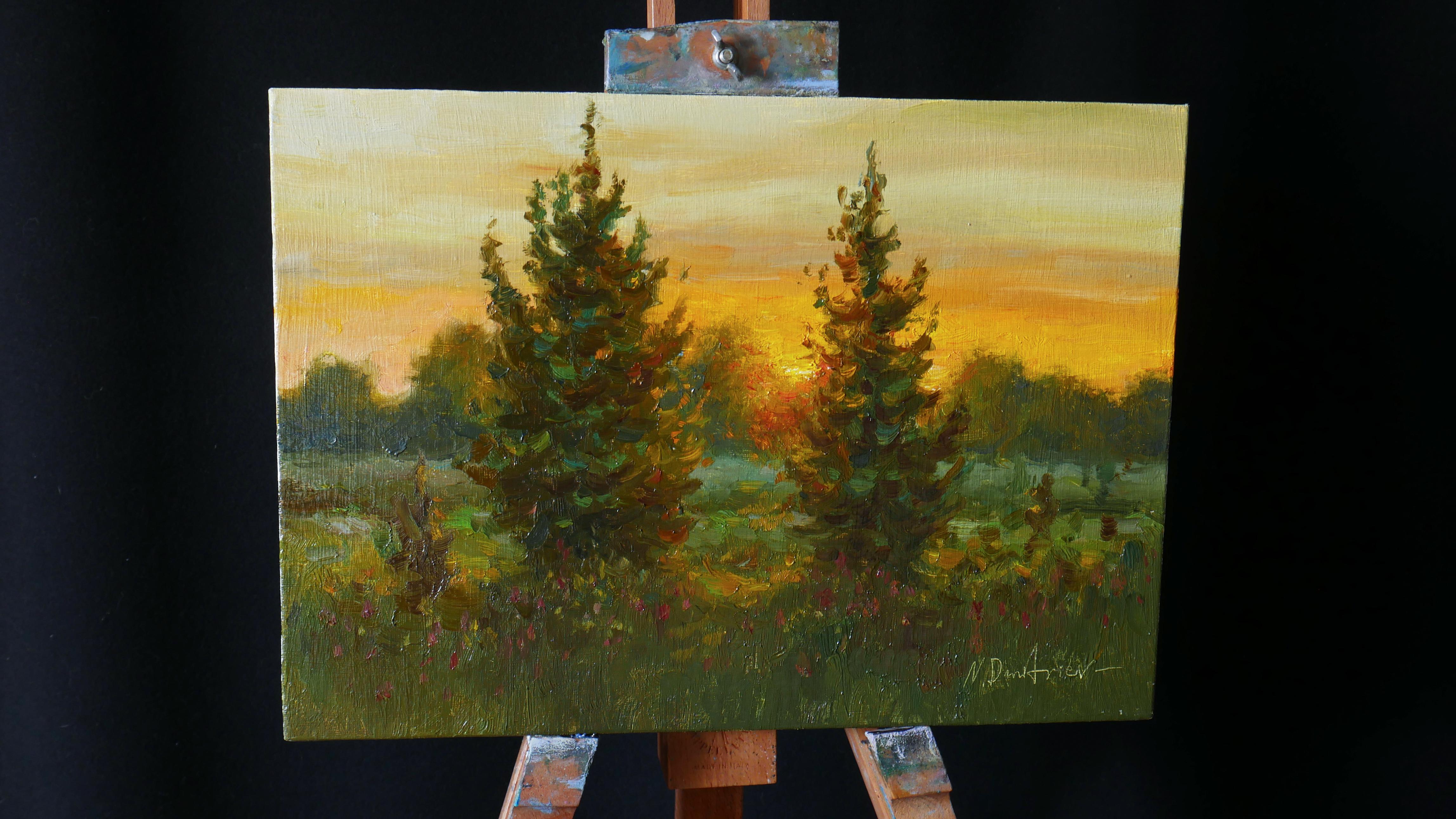 Touch Of Sunlight. Ölgemälde – Painting von Nikolay Dmitriev
