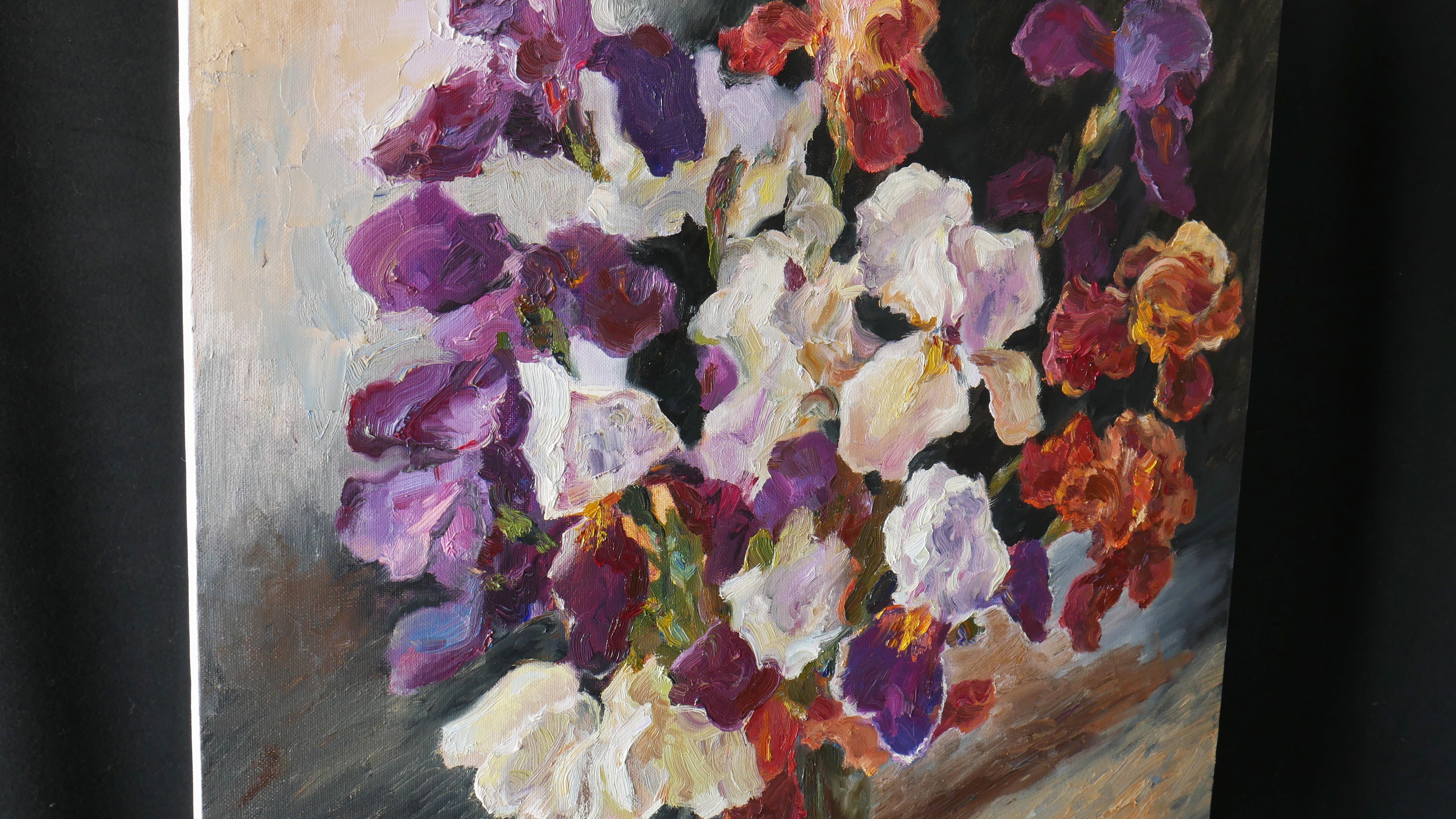 Velvet Iris Symphony - Impressionist Painting by Nikolay Dmitriev