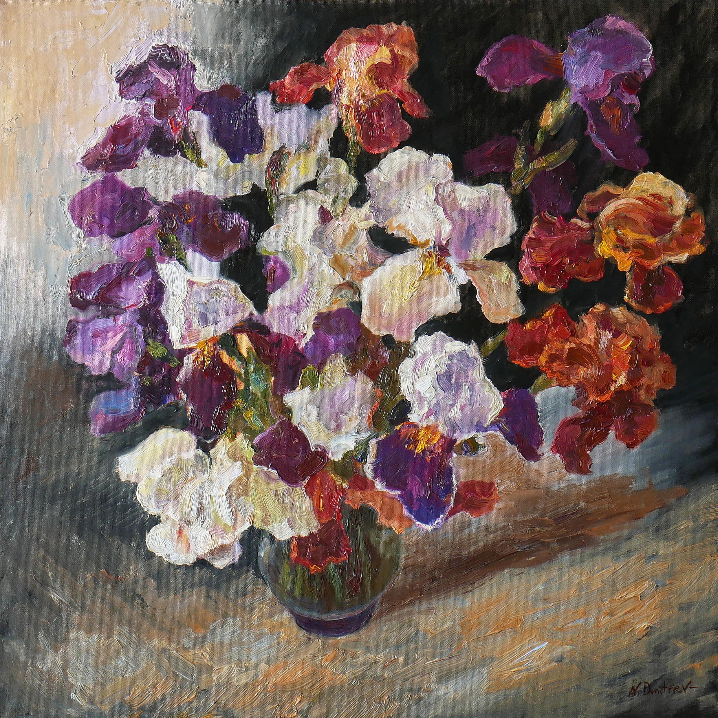 Nikolay Dmitriev Still-Life Painting - Velvet Iris Symphony
