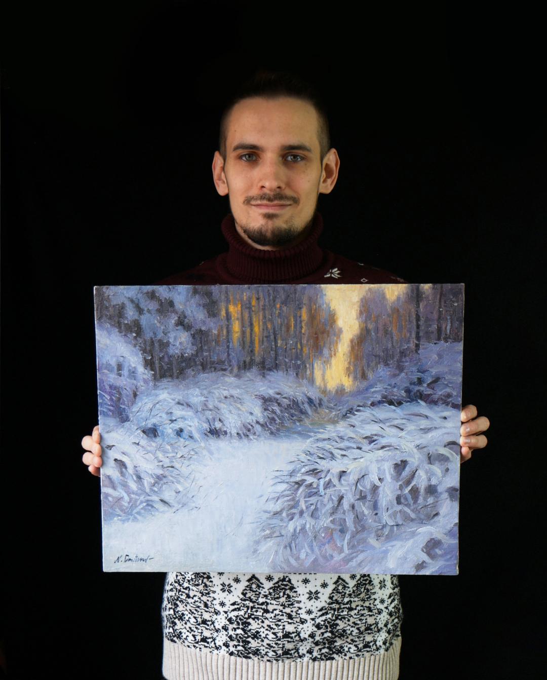 Winter Lace - original winter painting - Painting by Nikolay Dmitriev