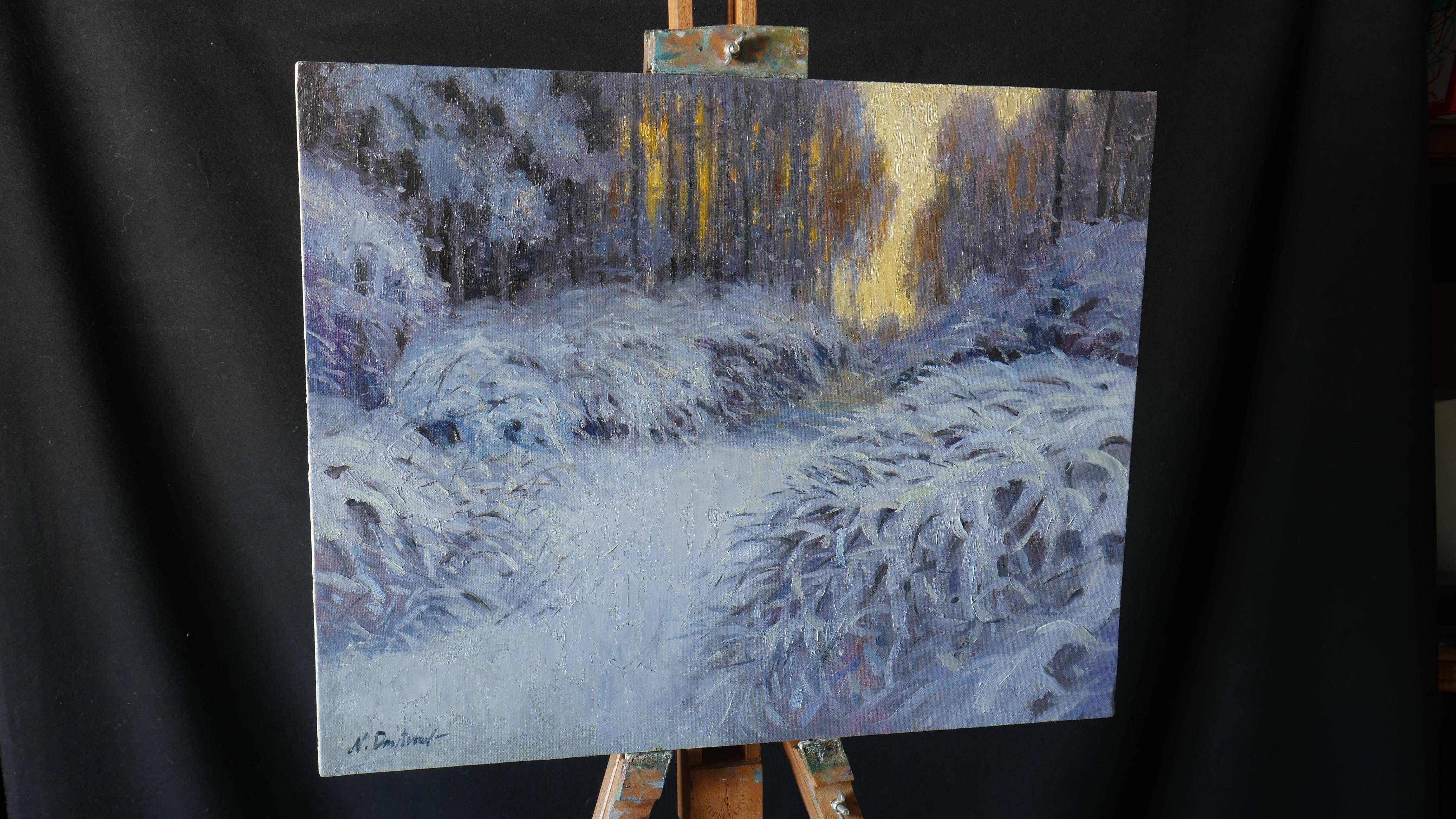 Winterspitze – Original-Wintergemälde (Impressionismus), Painting, von Nikolay Dmitriev
