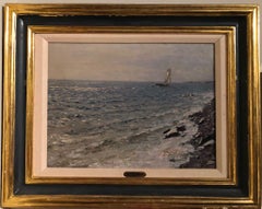 Impressionist Marine Oil Painting of a Yacht at Sea