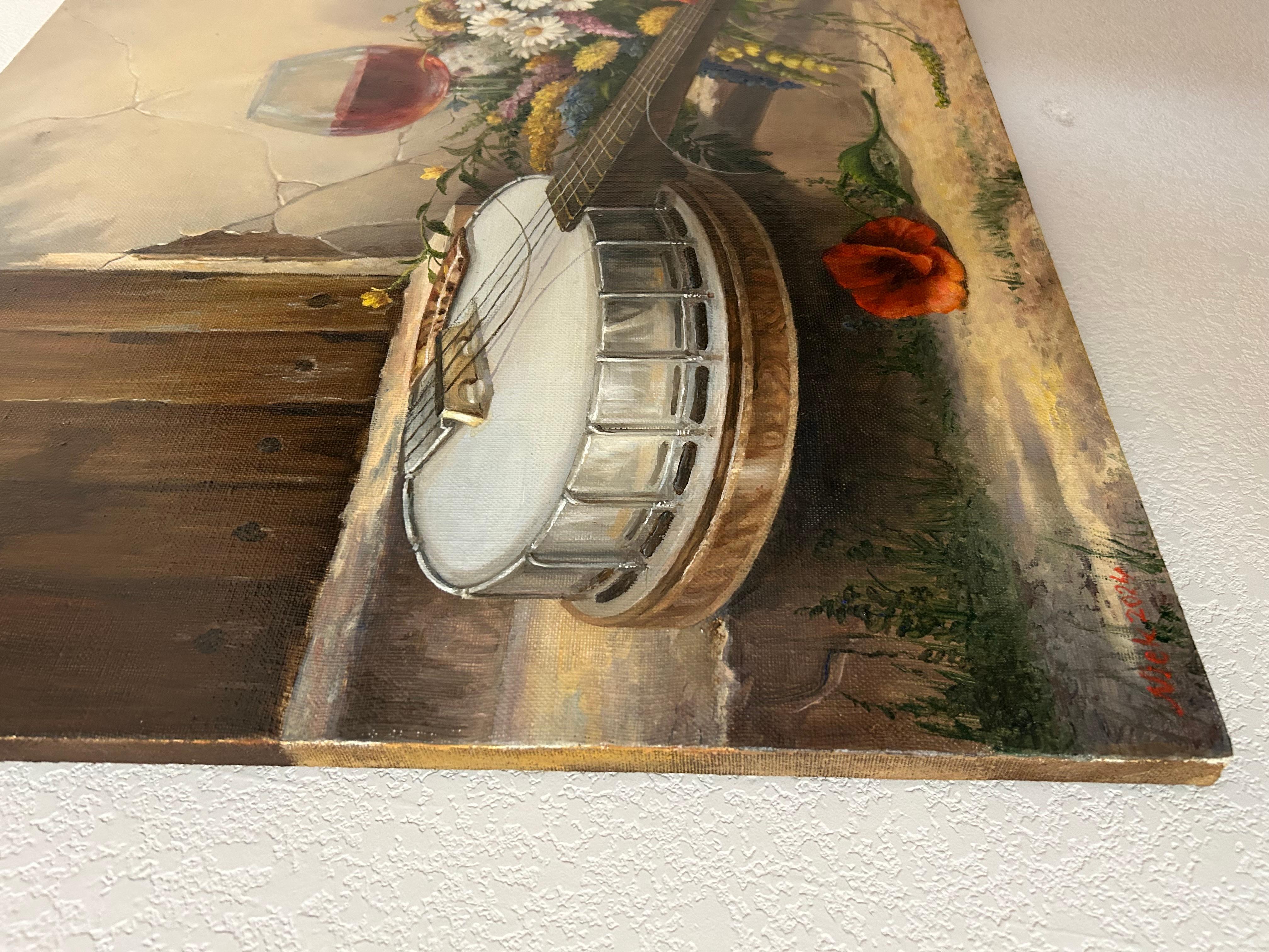 Banjo, Pittura a olio - Painting di Nikolay Rizhankov