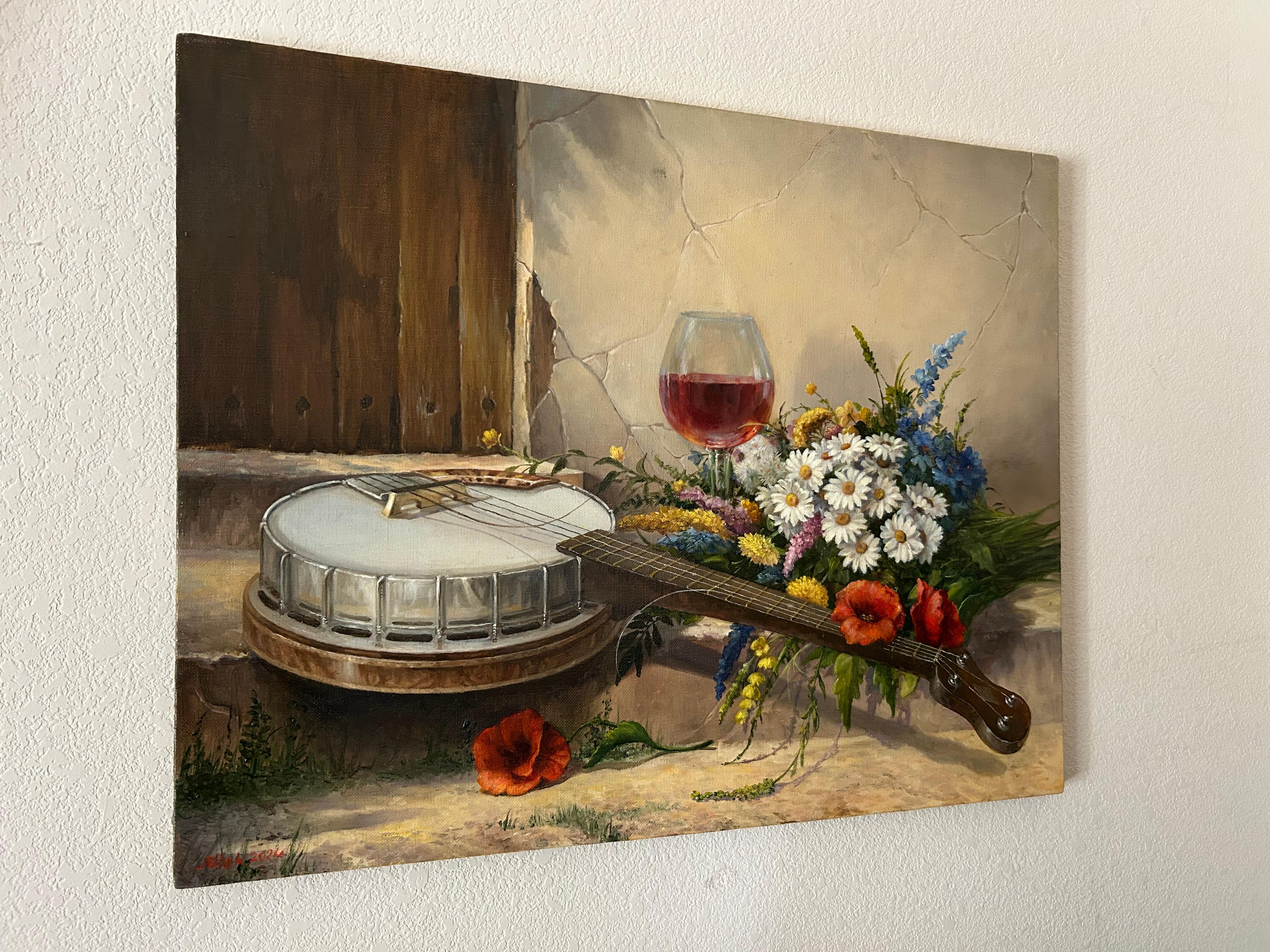Banjo, Pittura a olio - Painting Realismo di Nikolay Rizhankov
