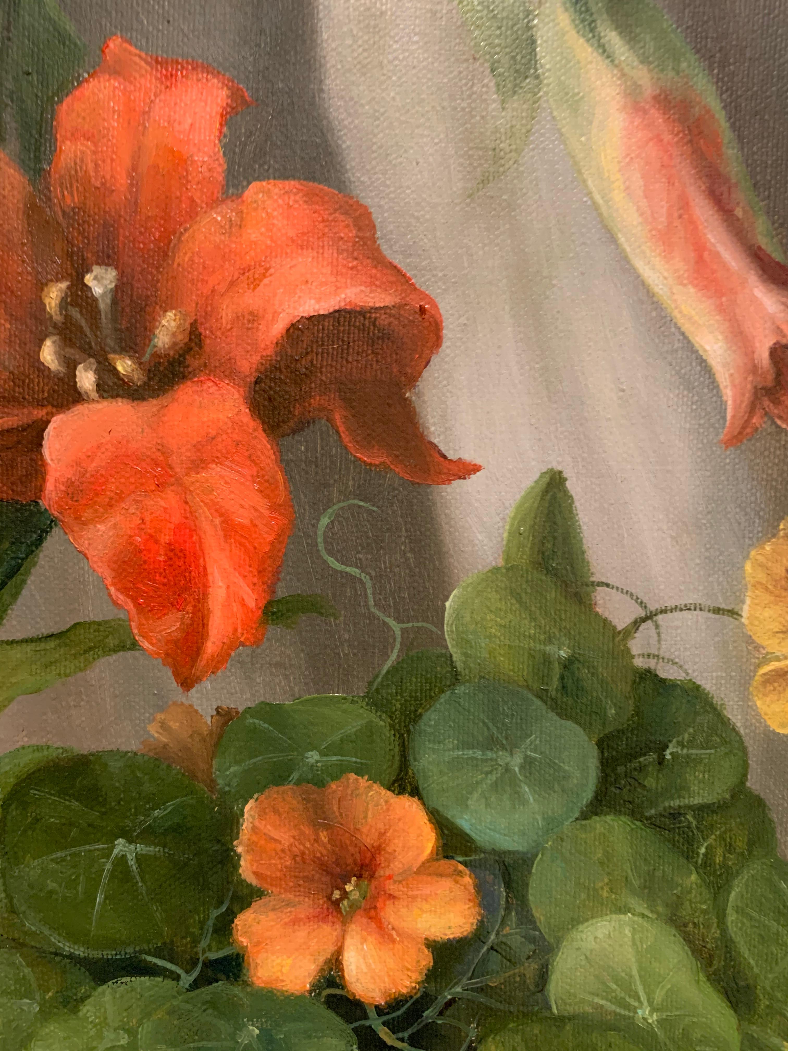 Giglio rosso, Pittura a olio in vendita 1
