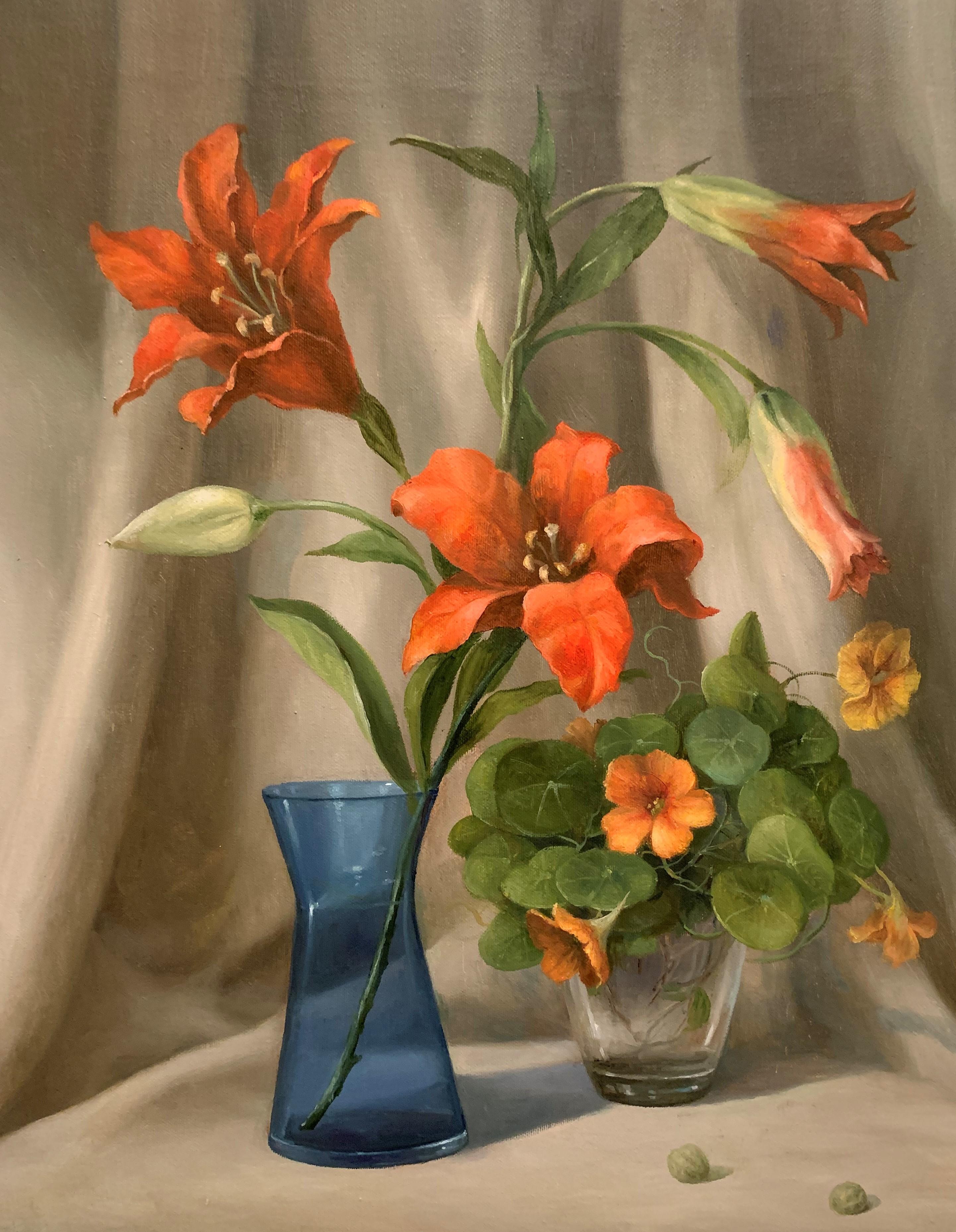 Giglio rosso, Pittura a olio - Art di Nikolay Rizhankov