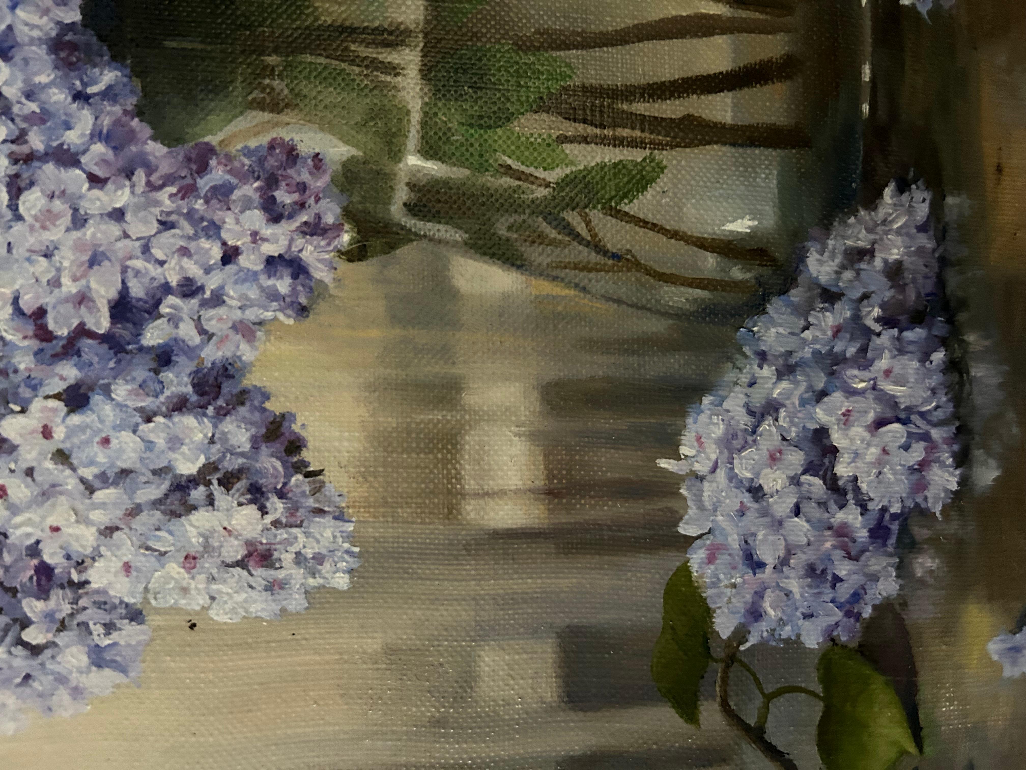 Natura morta di primavera, pittura a olio - Still-Life Painting Grigio di Nikolay Rizhankov