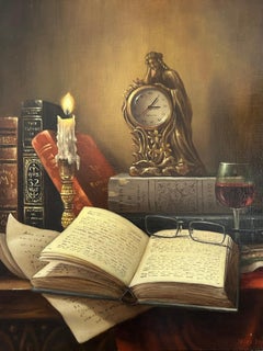 Still Life with Book, Oil Painting
