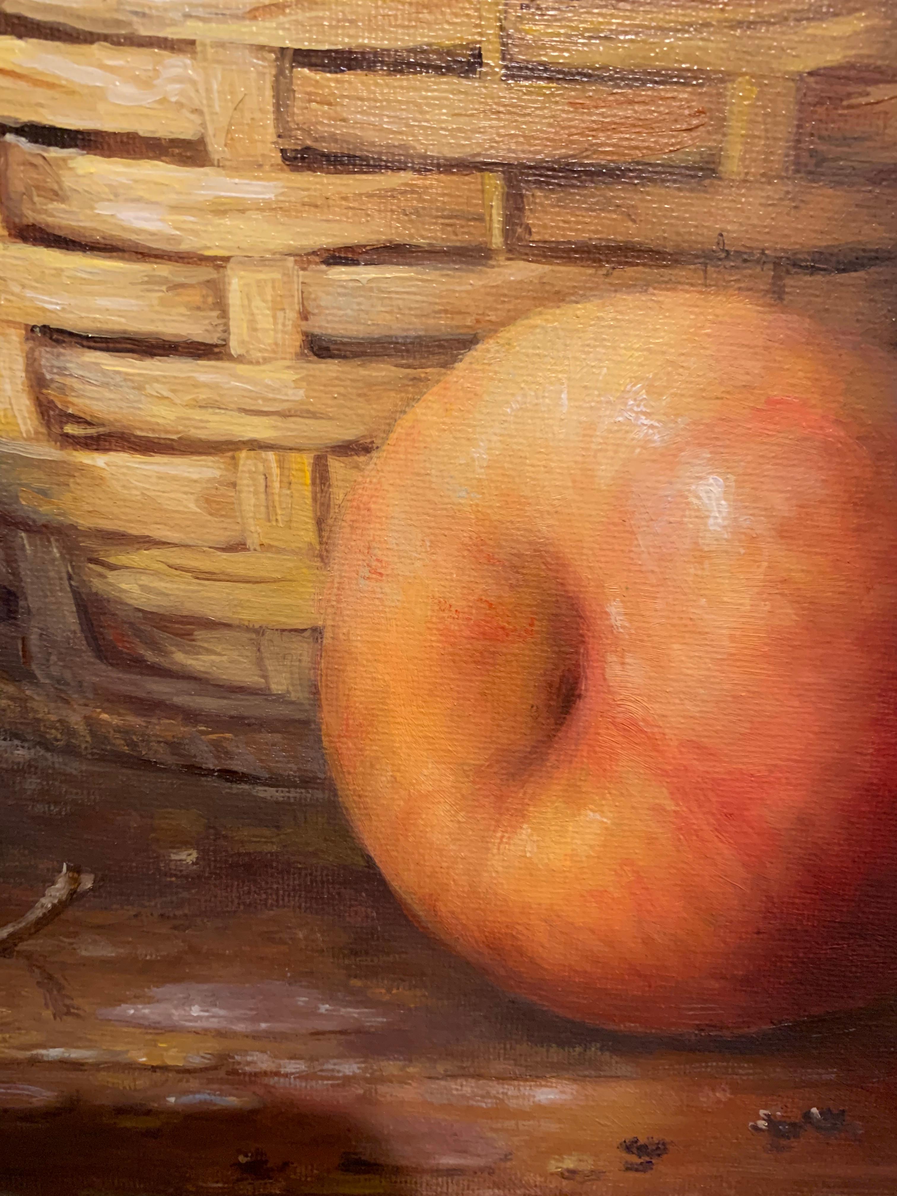<p>Artist Comments<br />A refreshing basket of juicy red apples after a rainstorm. Raindrops slowly dry under the warm sun as leaves rustle in the cool wind. Artist Nikolay Rizhankov renders this piece in bright vivid colors reminiscent of a summer