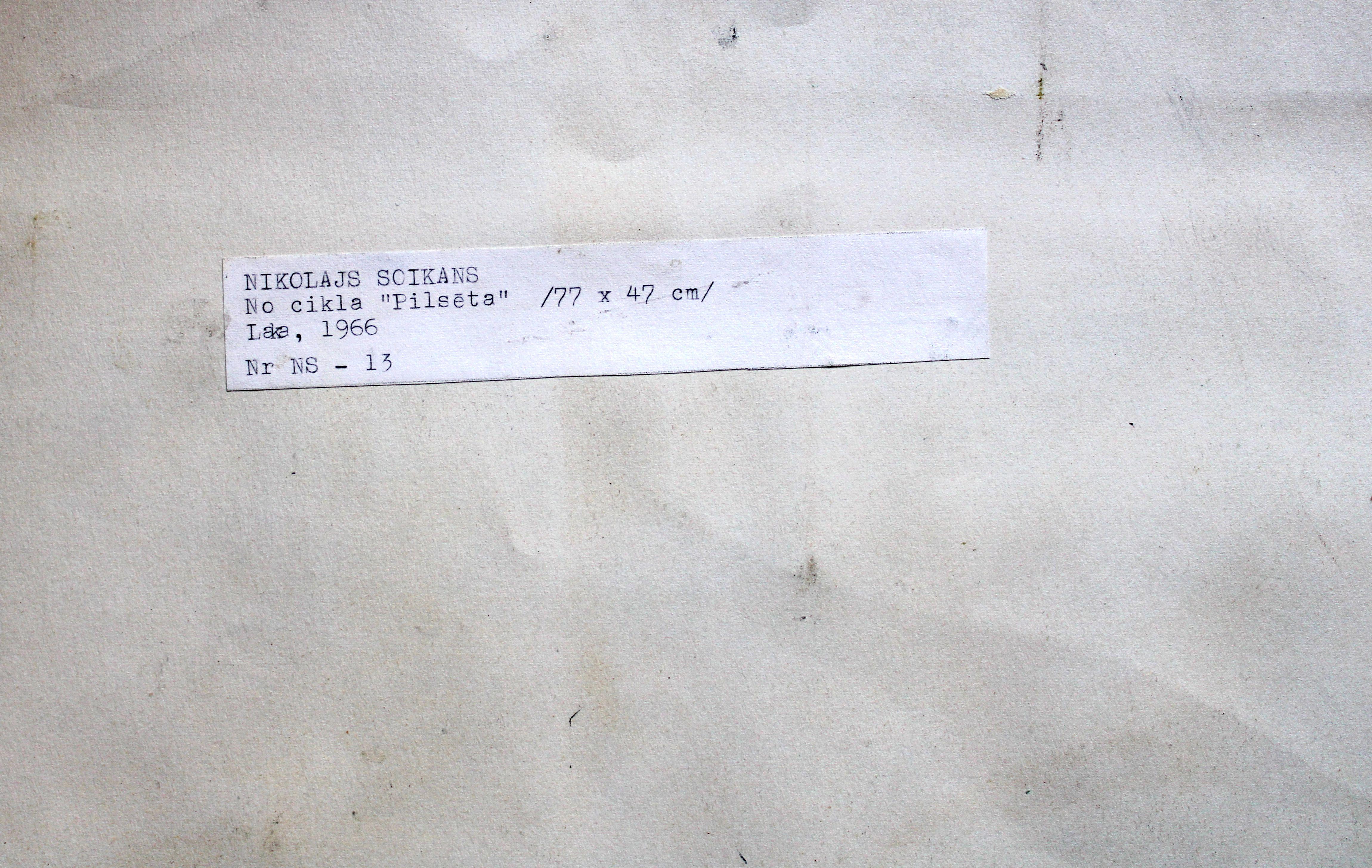 Stadt 13. 1966, Papier, Monotypie, Firnis, 47x77 cm im Angebot 7