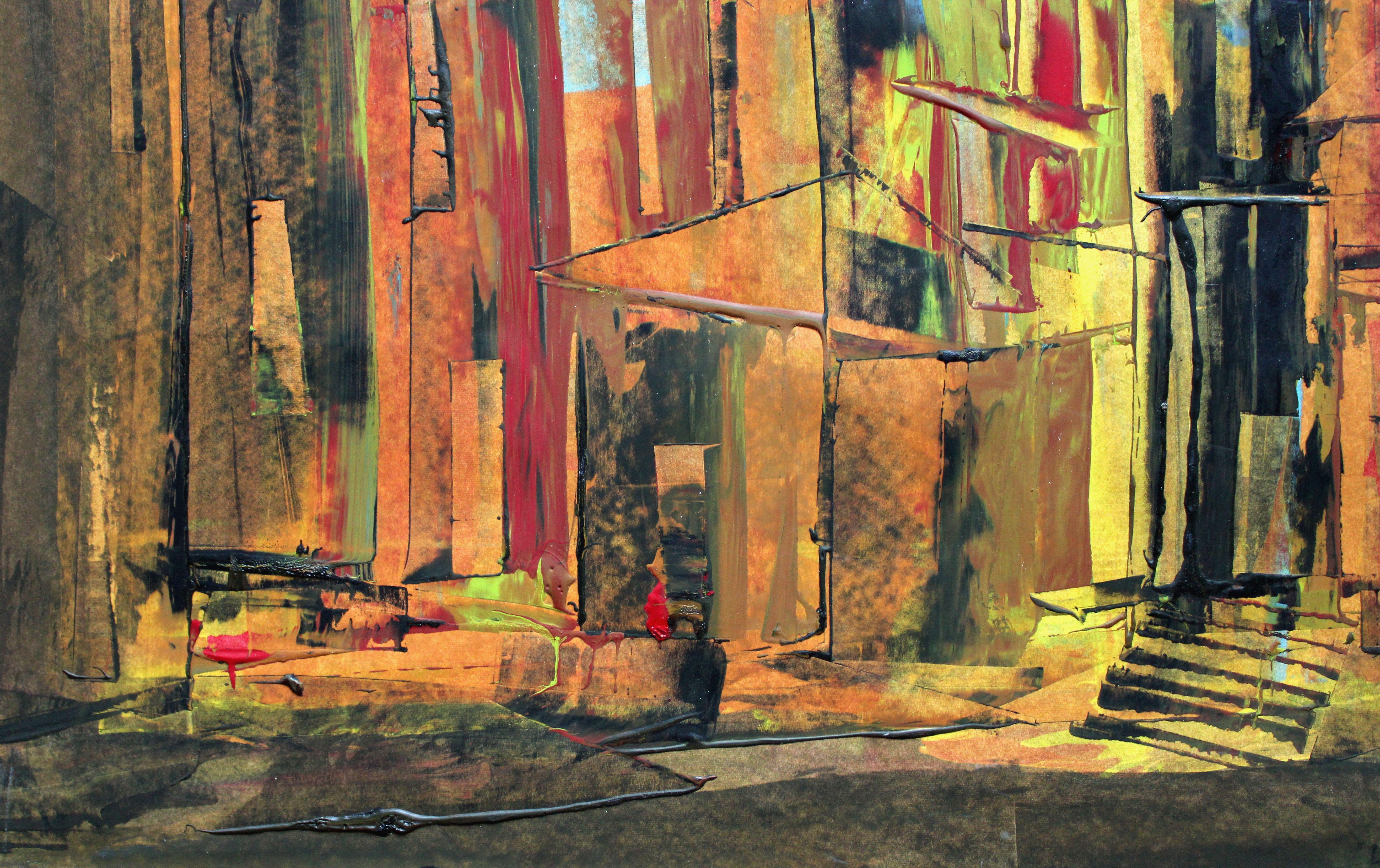 City 9. 1964, Monotypie, 44,5x64,5 cm (Abstrakt), Painting, von Nikolay Soikan