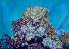 December Morning, Coral Reef Painting, Oil on Canvas by Nikolina Kovalenko