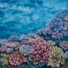 Towards the Sun, Coral Reef, Oil on Wood Panel by Nikolina Kovalenko