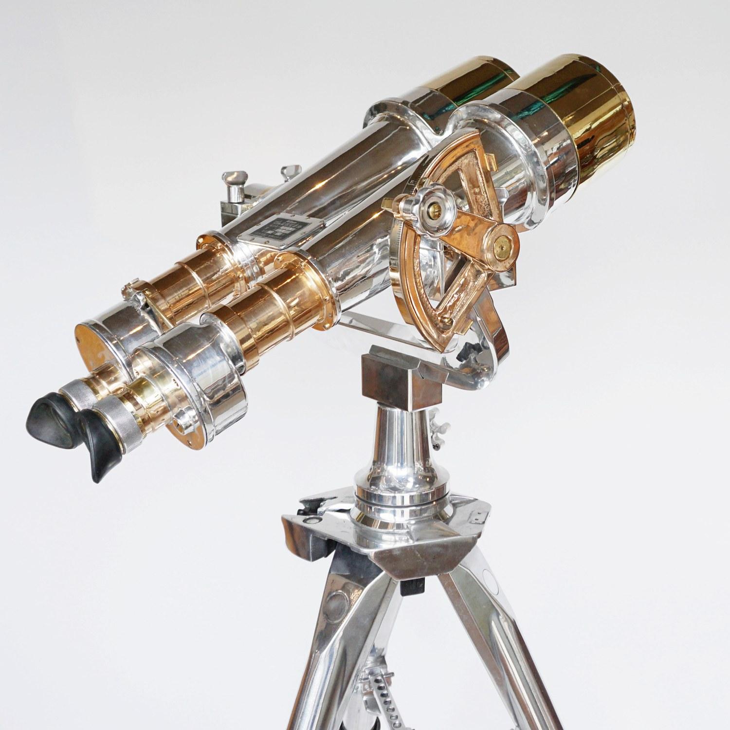 Japanese Nikon 20x120 WW11 Naval Binoculars Chromed Metal and Brass