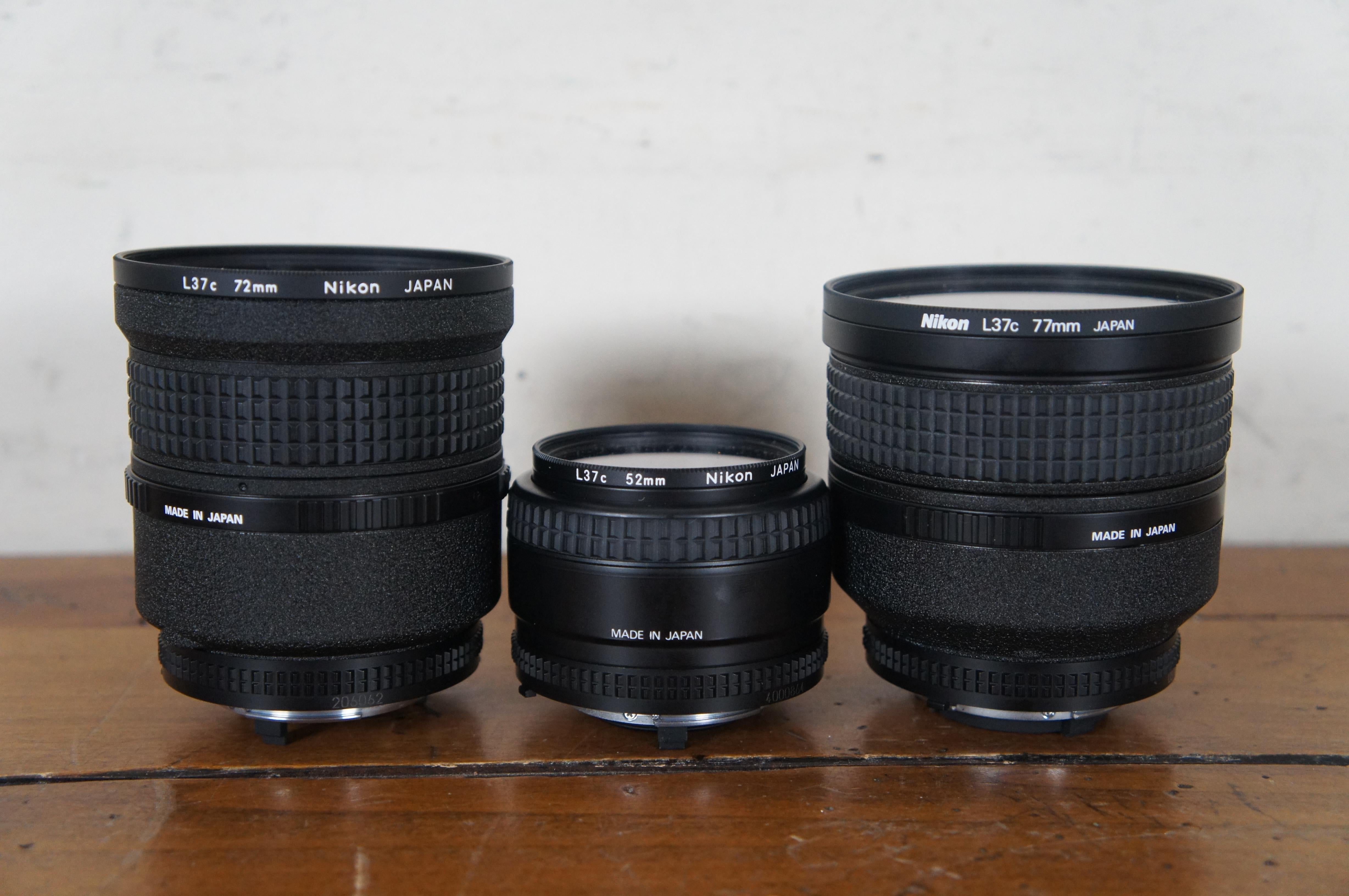 Nikon AF Nikkor Camera Lens Set 28mm 50mm 85mm Speedlight Flash & Case For Sale 4