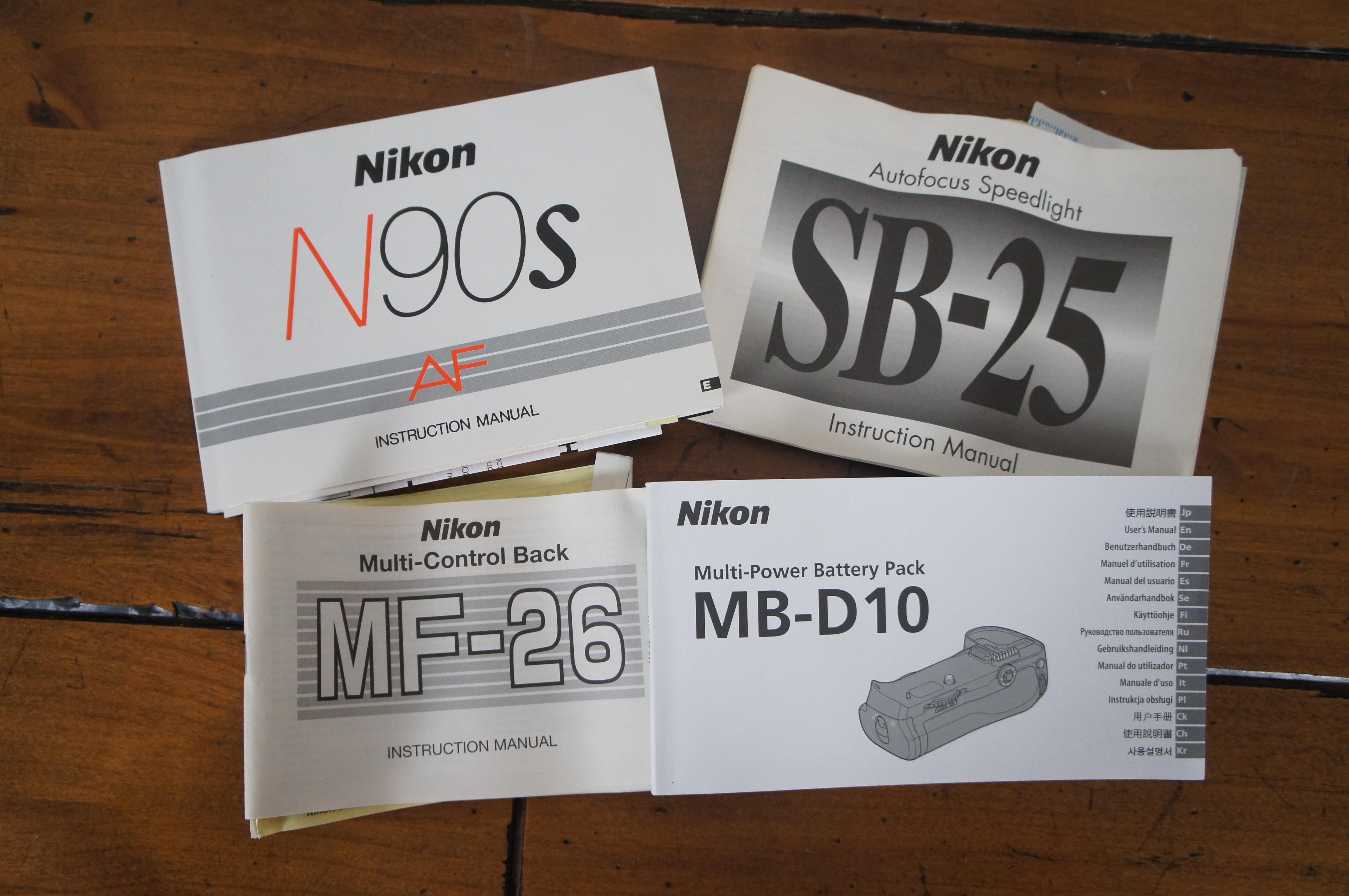 Nikon Lot N90 35mm Camera with MB-10 Grip SB-25 Flash MF-26 Control For Sale 6