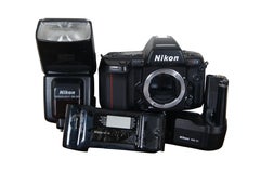 Nikon Lot N90 35mm Camera with MB-10 Grip SB-25 Flash MF-26 Control