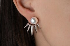 Nikos Koulis 18 Karat White Gold White Diamond and Pearls Jacket Earrings