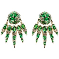 Nikos Koulis 18 Karat Yellow Gold Tsavorite and Brown Diamonds jacket earrings