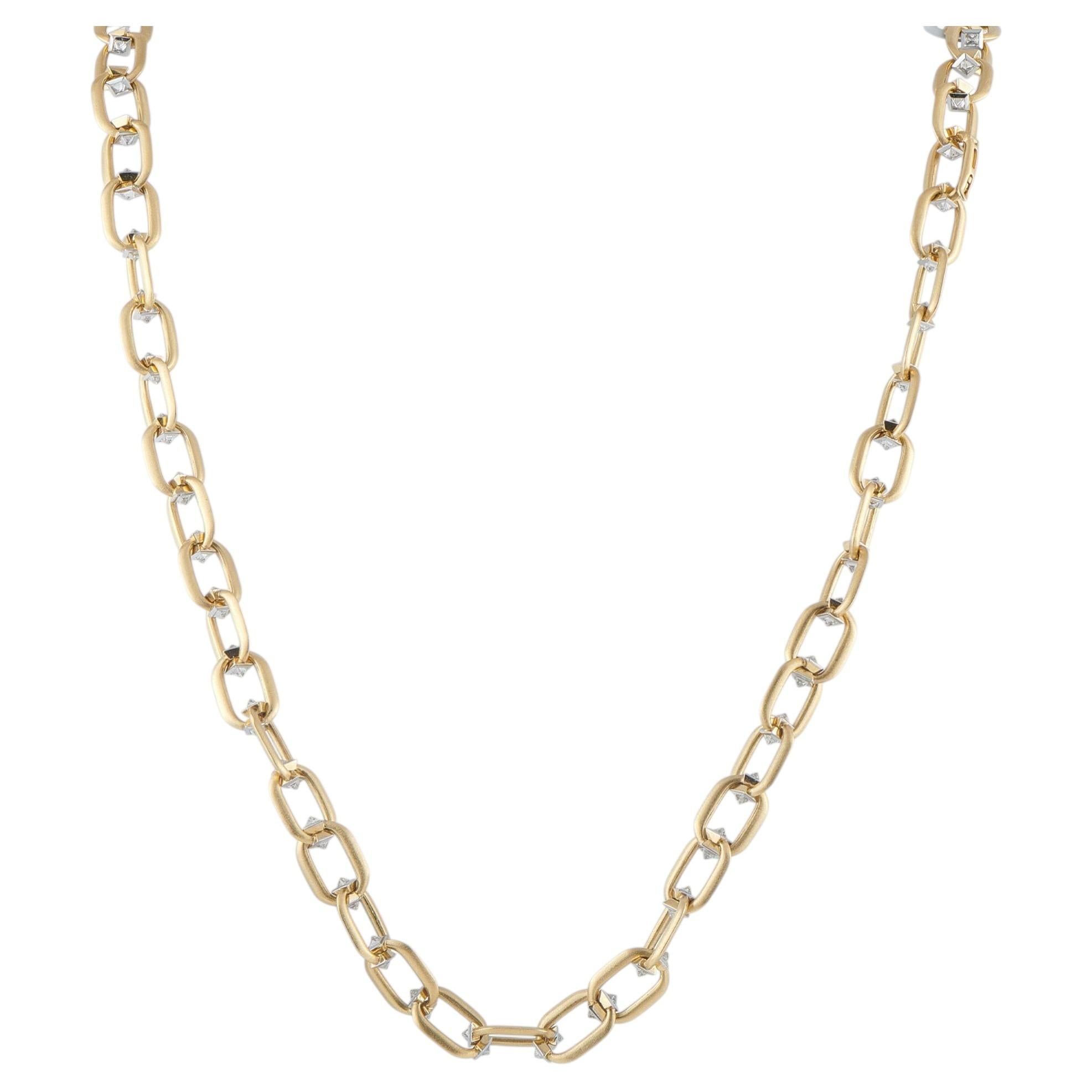 Pre-owned Nikos Koulis 18k Yellow Gold 16.50ct Diamond Chain Necklace Nk08-041726