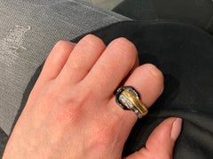 Nikos Koulis Feeling Black Enamel, Diamonds and Yellow Gold Ring
