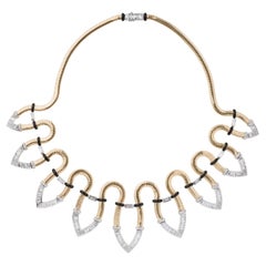 Nikos Koulis Feelings Riviera Necklace with White Diamonds in 18K Yellow Gold