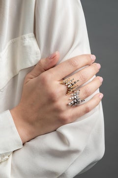 Nikos Koulis K18 White Gold White Diamond Baguette Cocktail Ring