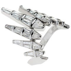 Nikos Koulis K18 White Gold White Diamond Baguette Cocktail Ring