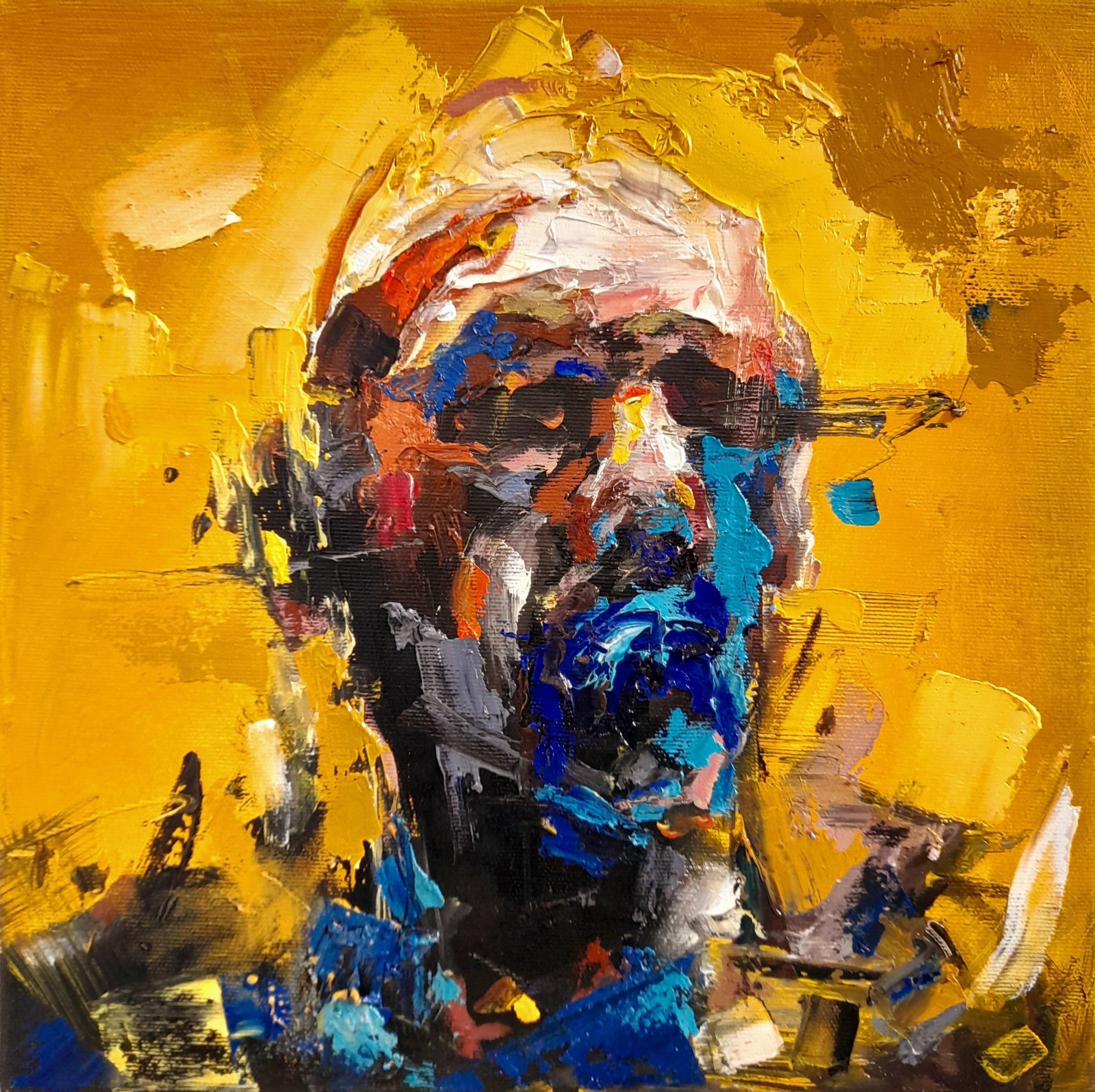 Hagopian Ethics of War, Contemporary Abstract Art Oil Paintings Canvas Black Portrait