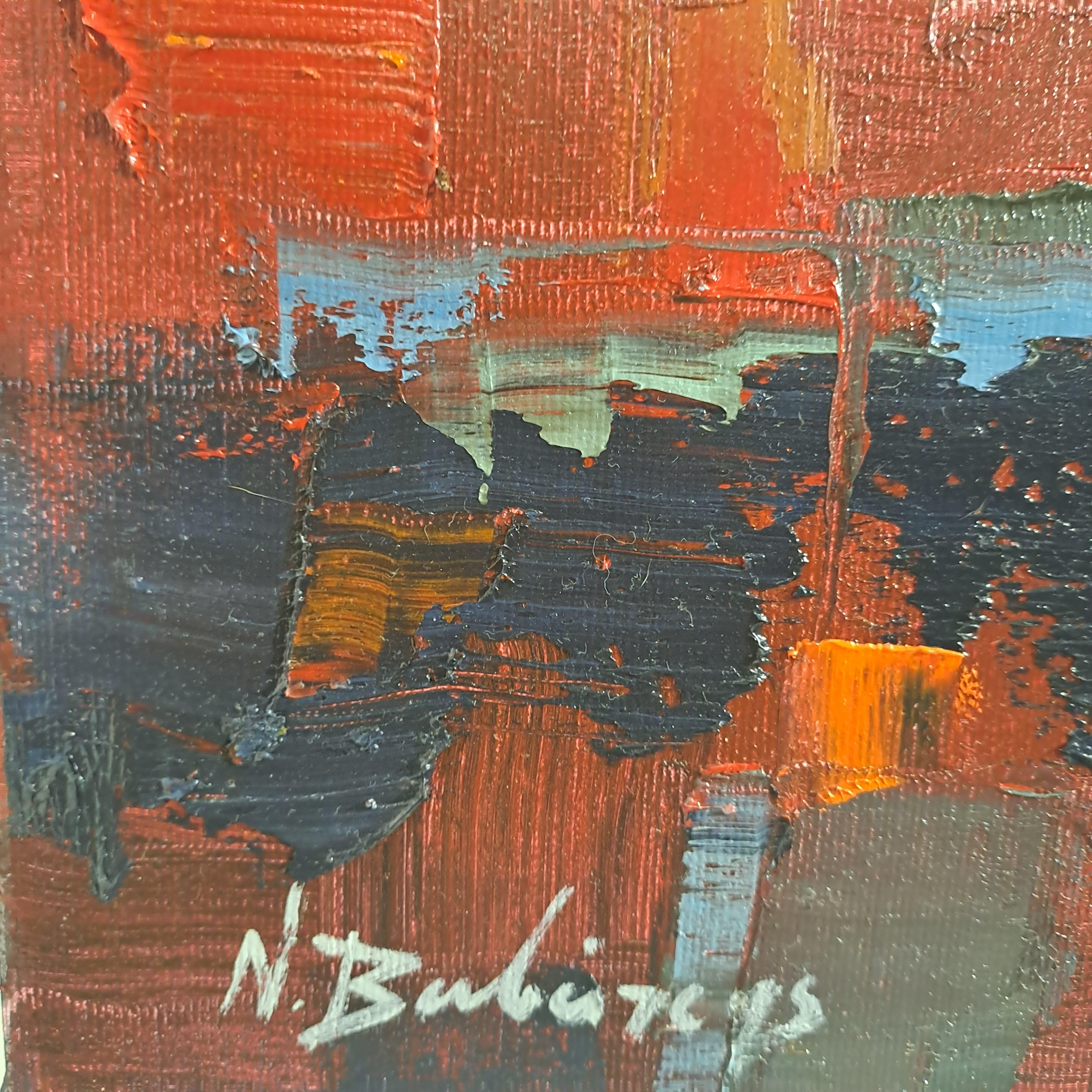 Sunrise - Brown Portrait Painting by Nikos Vavatsis