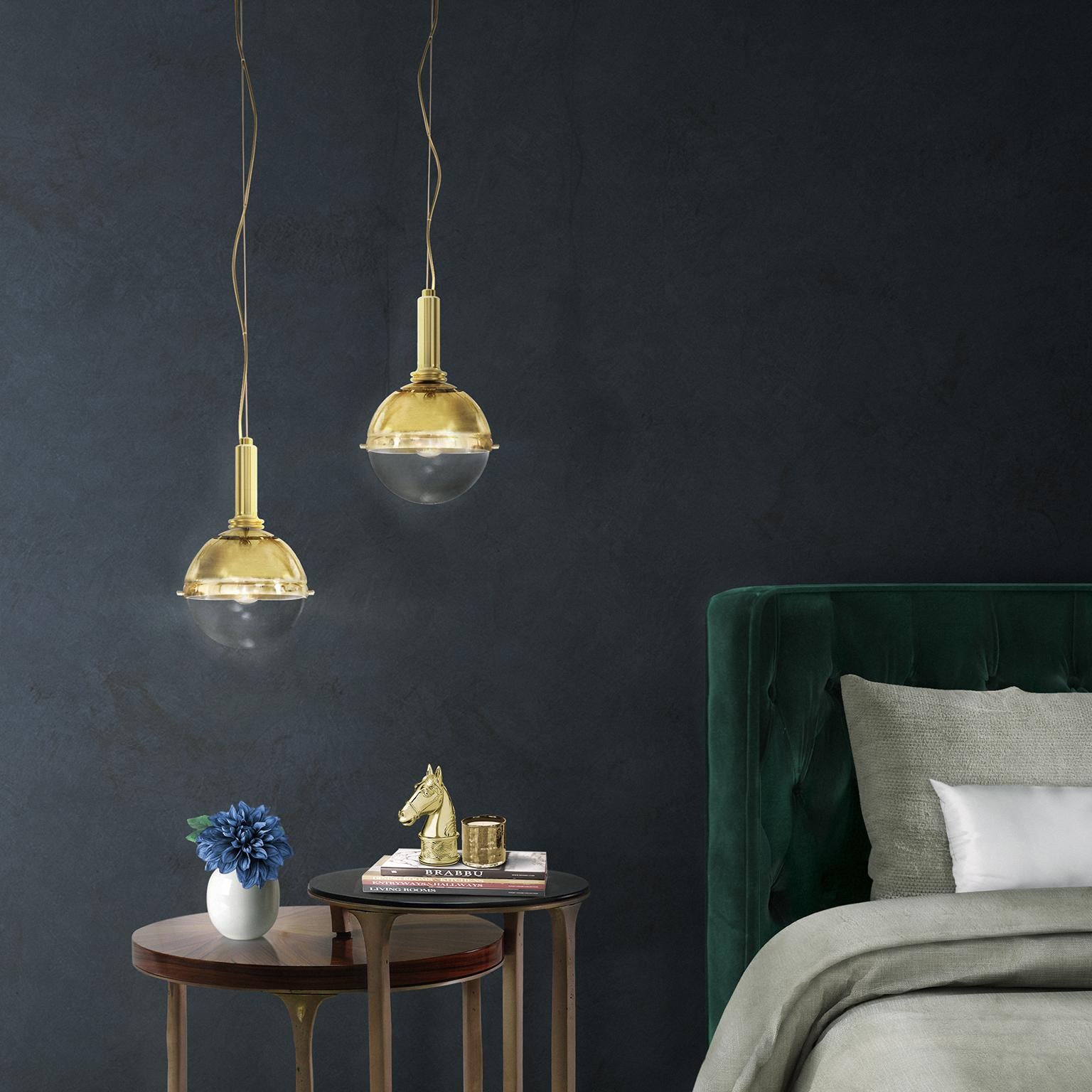 Contemporary Niku Pendant Light in Gold Plated Brass by Brabbu For Sale