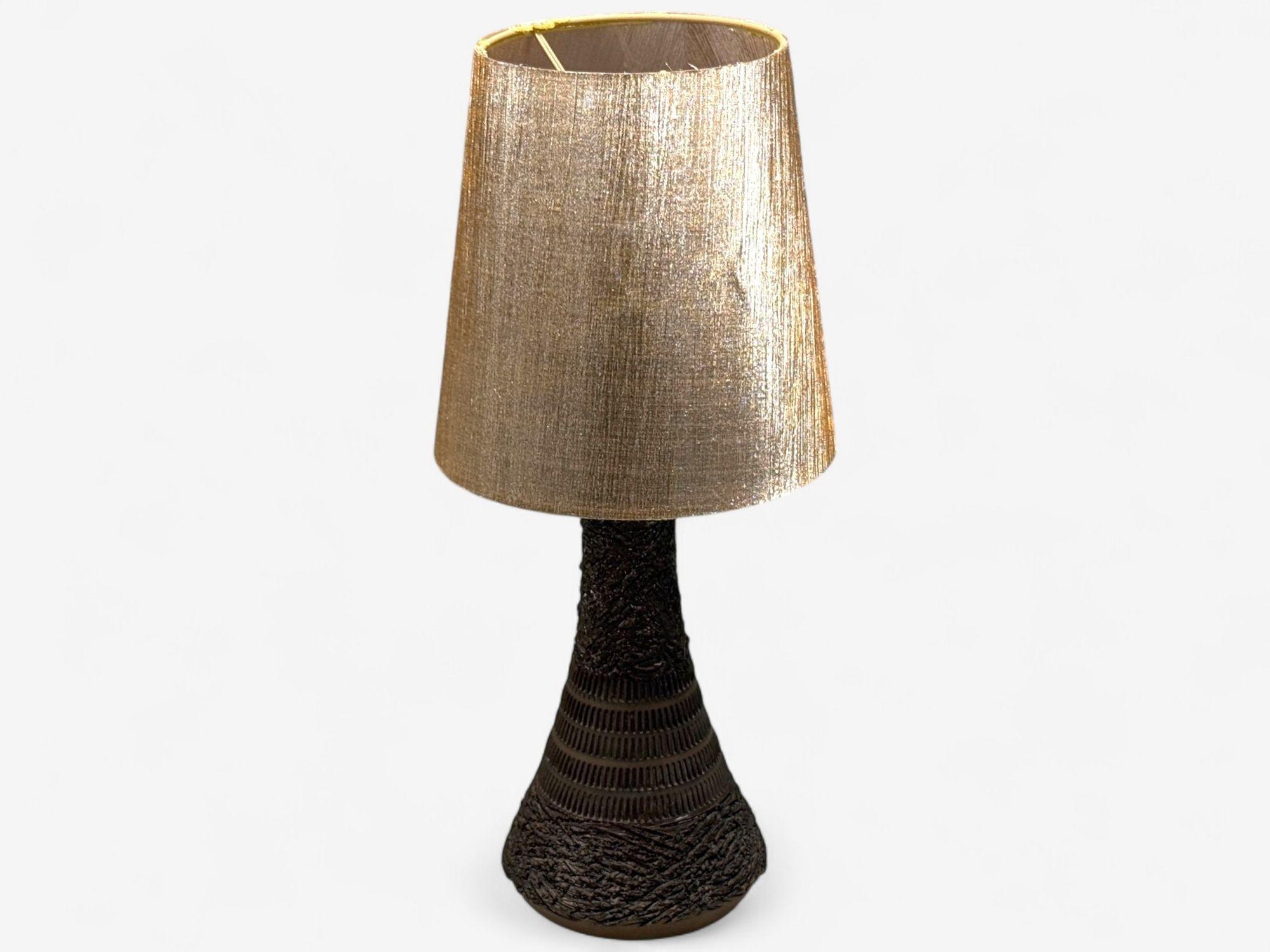 Mid-Century Modern Nila Keramik, céramique brune, lampe de table, Suède, années 1970 en vente