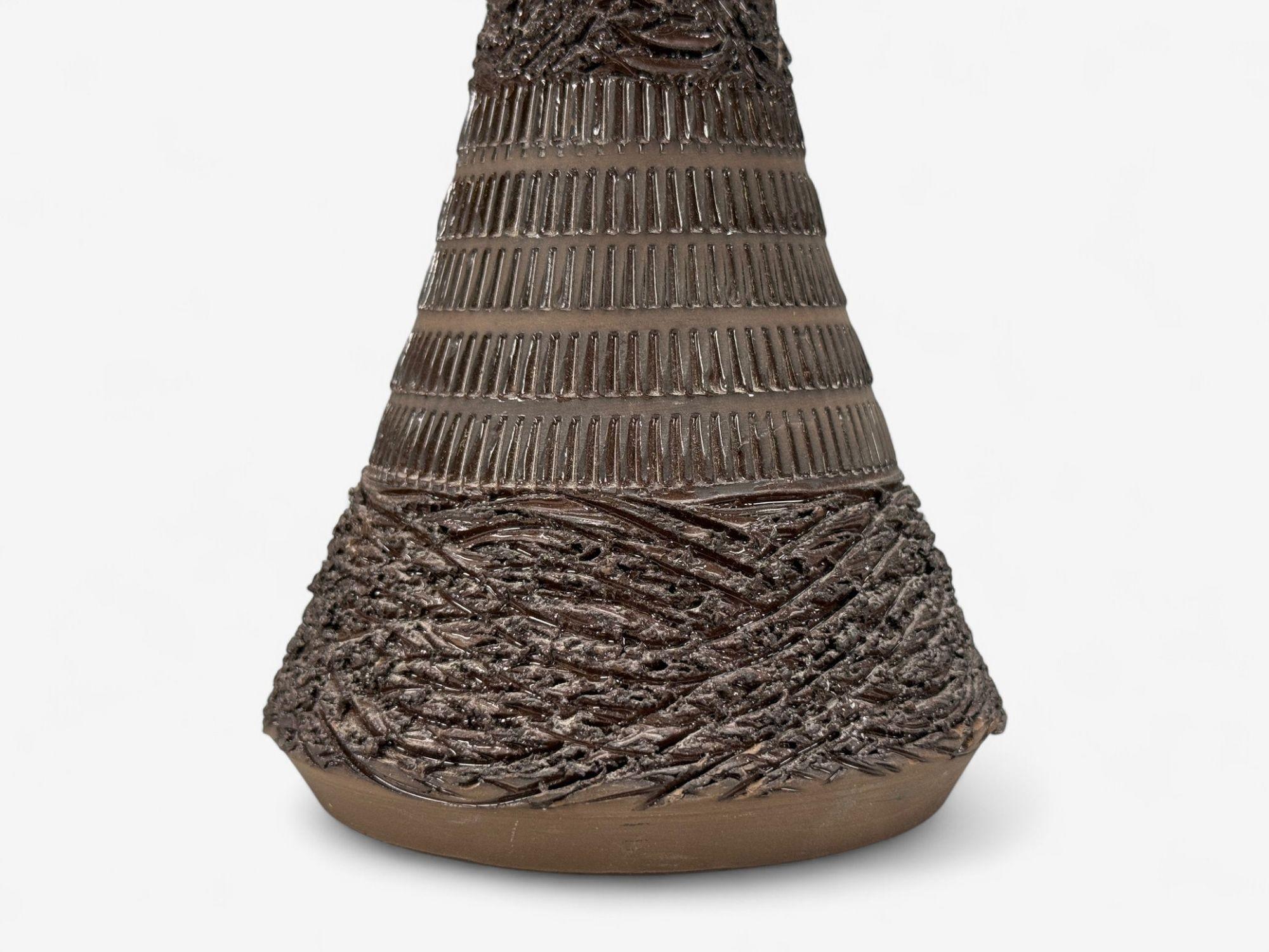 Fin du 20e siècle Nila Keramik, céramique brune, lampe de table, Suède, années 1970 en vente