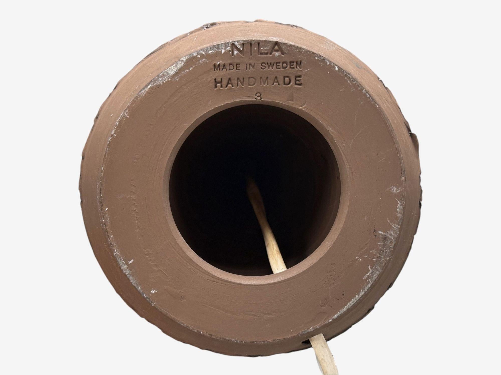 Nila Keramik, céramique brune, lampe de table, Suède, années 1970 en vente 1
