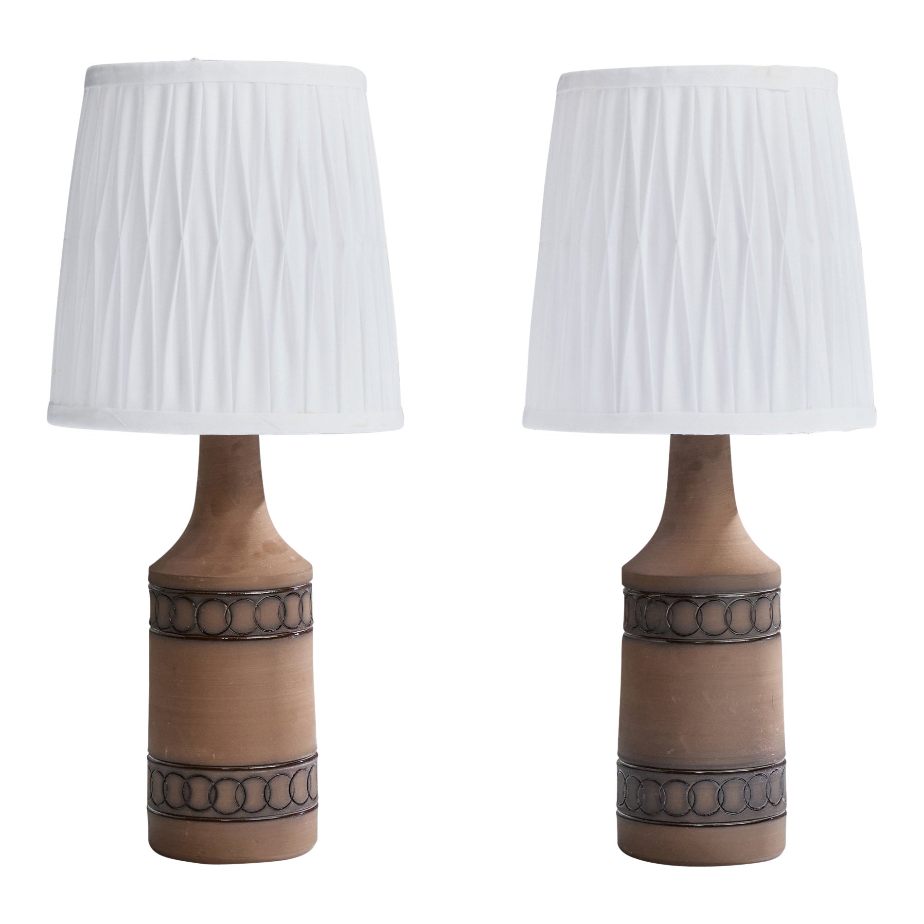 Nila Keramik, Tischlampen, Keramik, Stoff, Schweden, 1970er