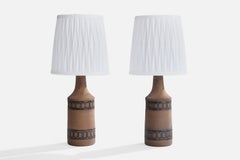 Nila Keramik, Table Lamps, Ceramic, Fabric, Sweden, 1970s