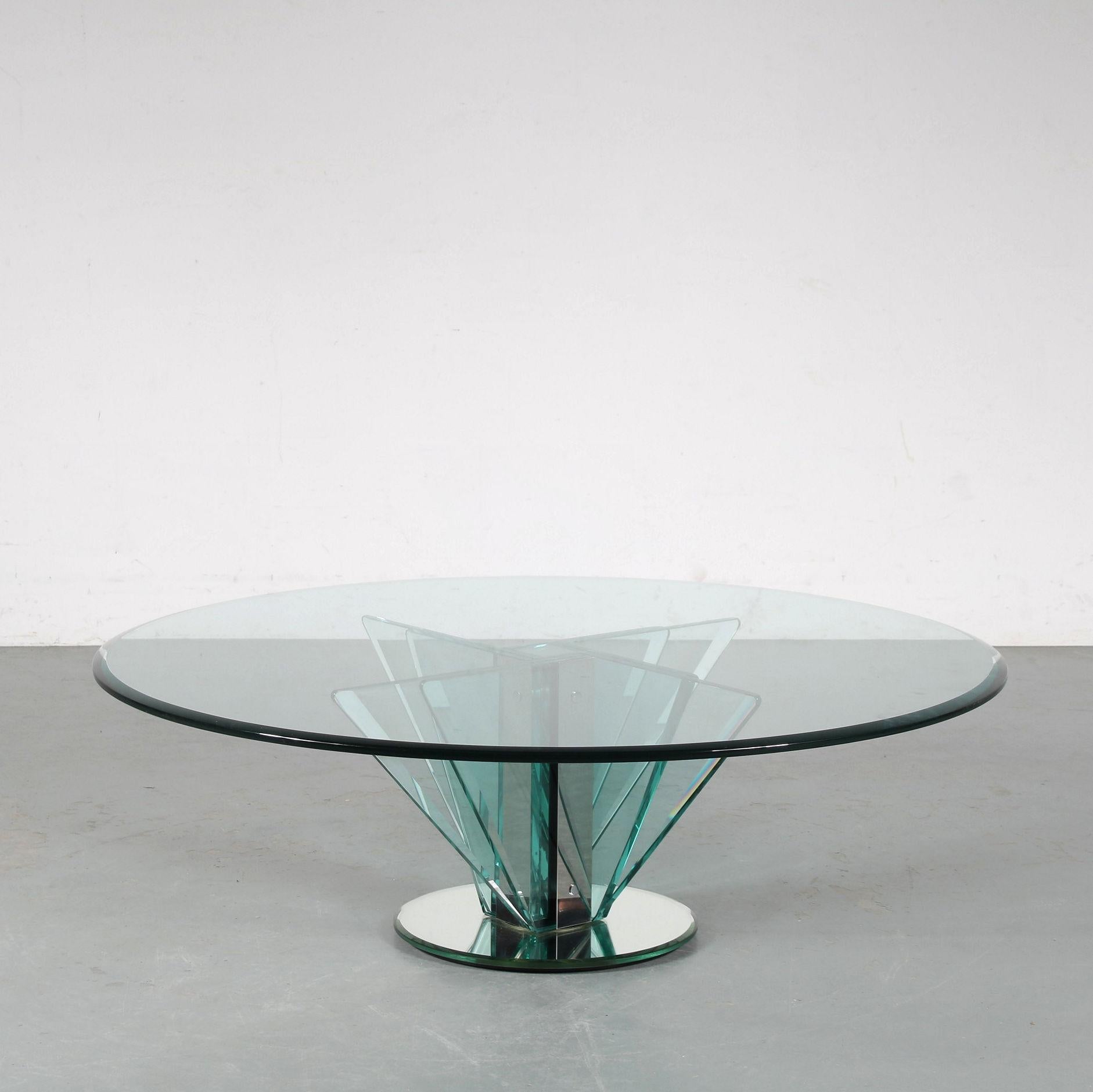 Italian Nile Glass Coffee Table attributed to Pietro Chiesa for Fontana Arte, Italy 1970