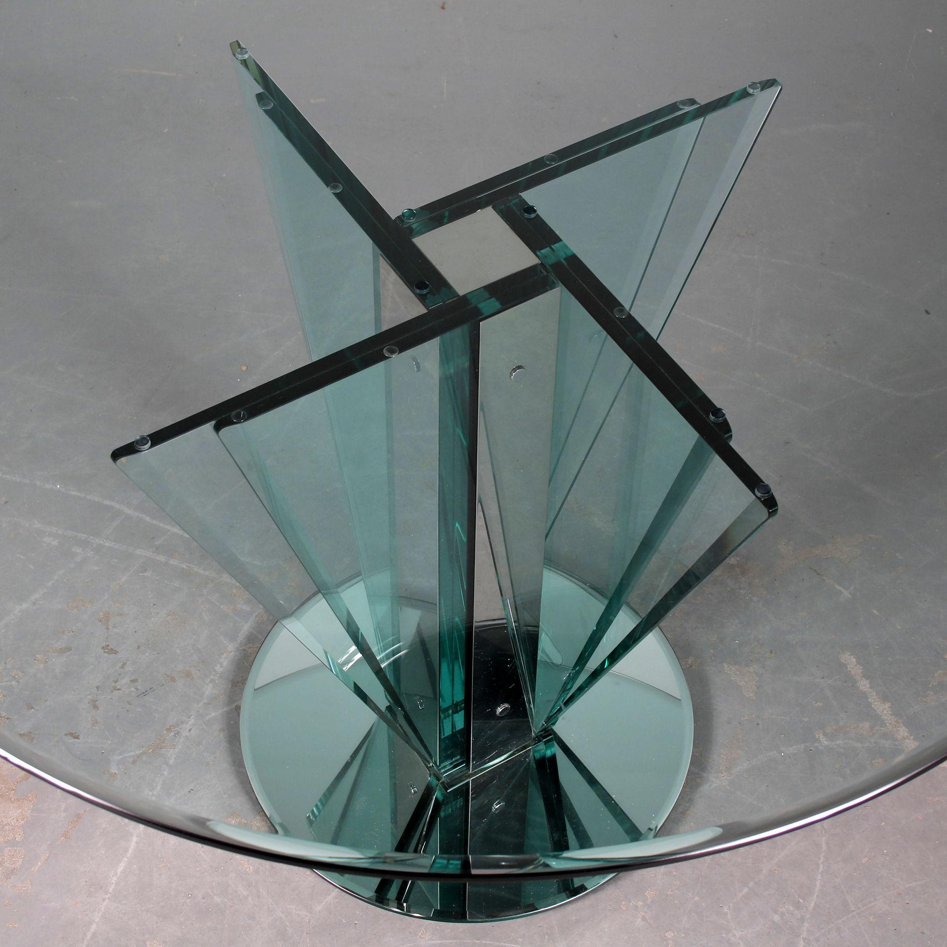 Metal Nile Glass Table attributed to Pietro Chiesa for Fontana Arte, Italy 1970 For Sale