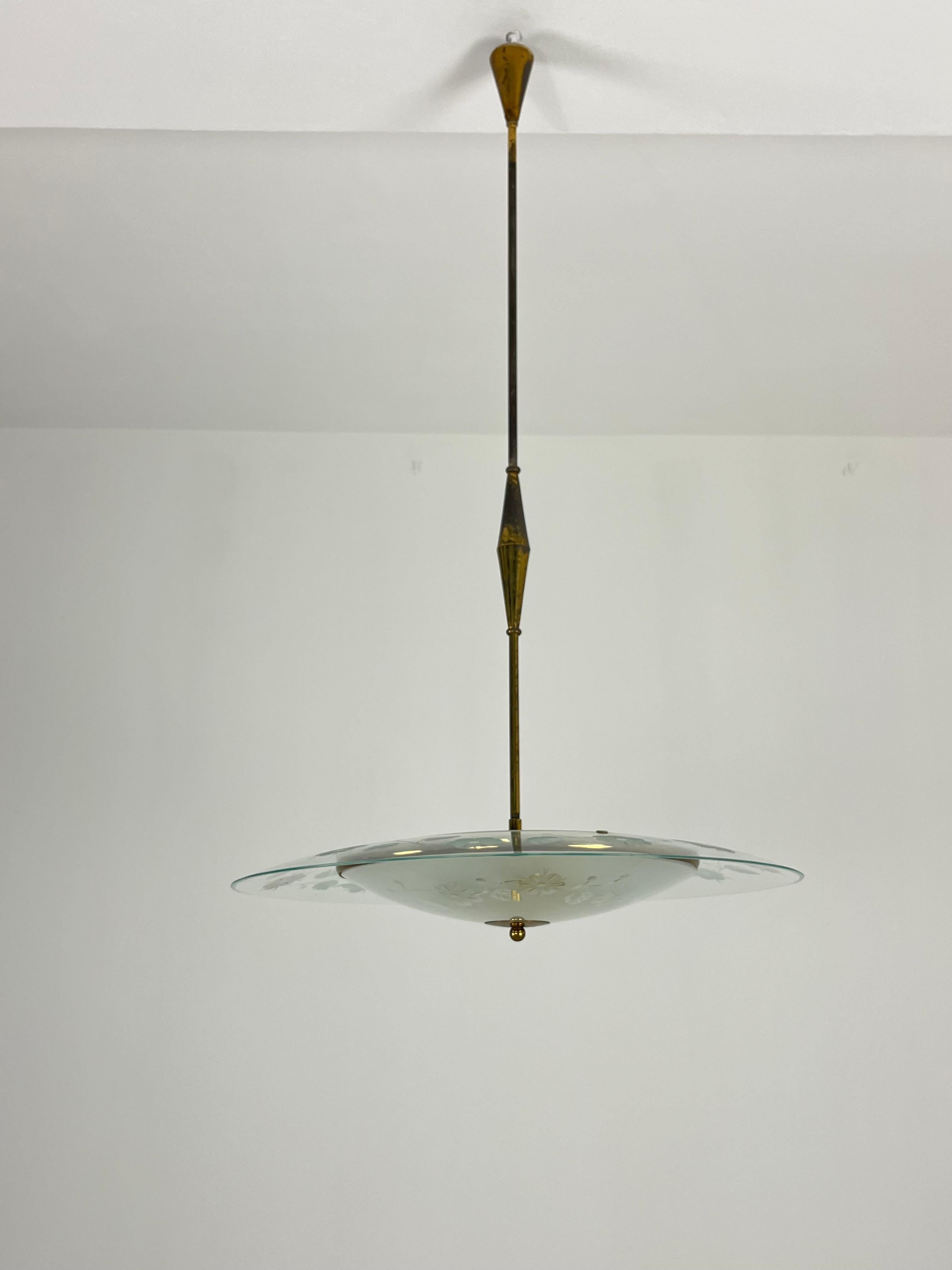 Lustre en verre de Murano & Greene Greene Attribué à Pietro Chiesa 1950s en vente 6