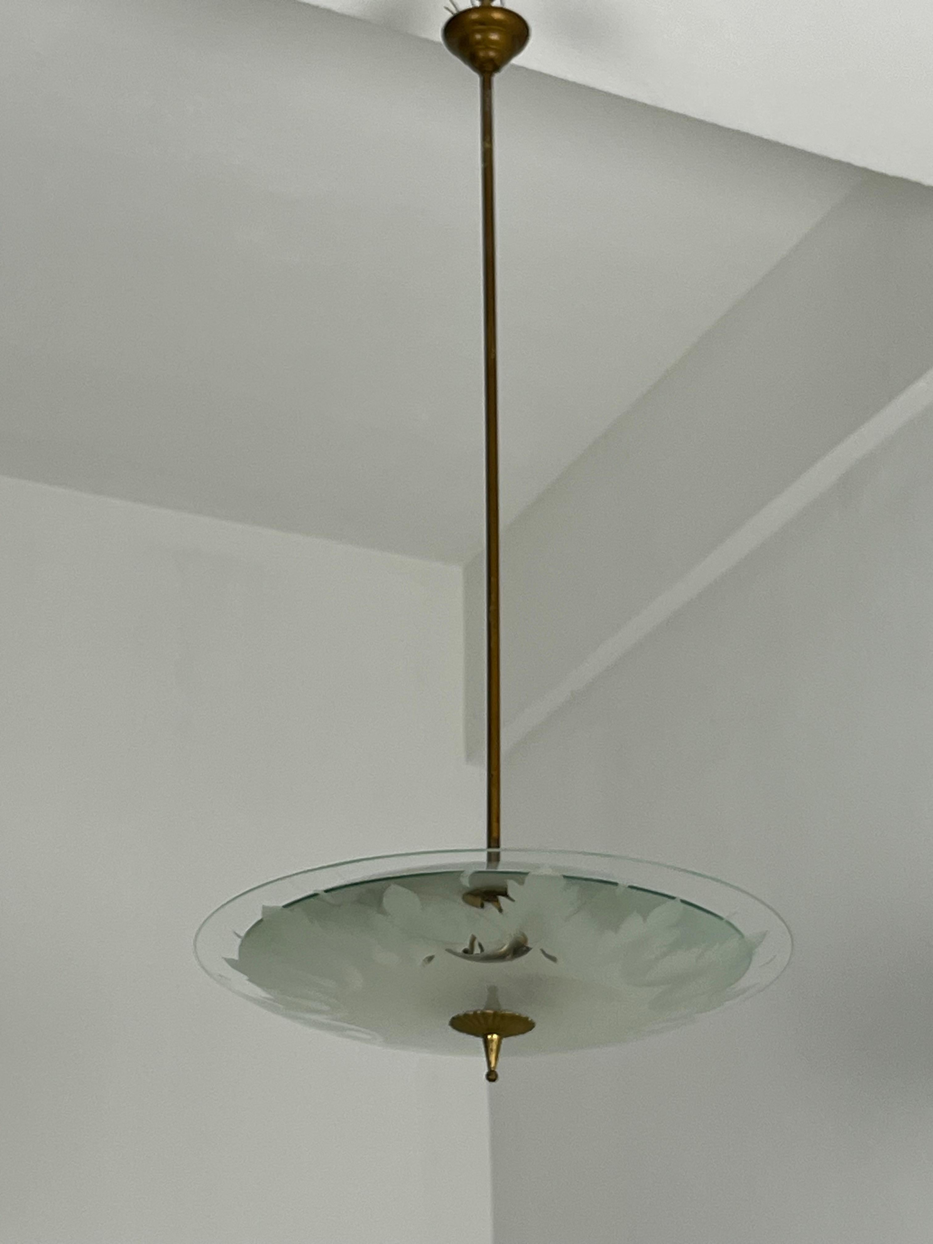 Nilgrüner Murano-Glaslüster, Pietro Chiesa für Fontana Arte 1950er Jahre im Angebot 4