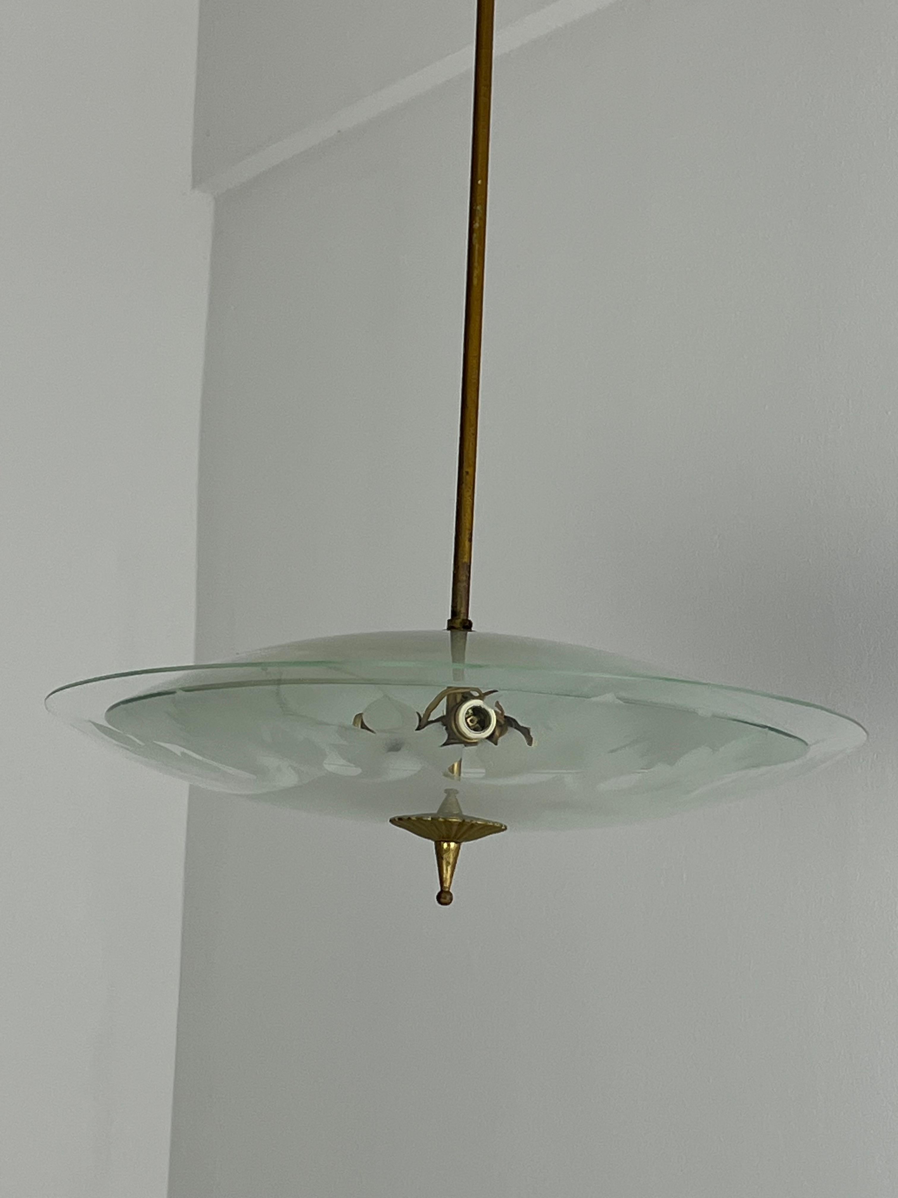 Nilgrüner Murano-Glaslüster, Pietro Chiesa für Fontana Arte 1950er Jahre im Zustand „Gut“ im Angebot in Palermo, IT