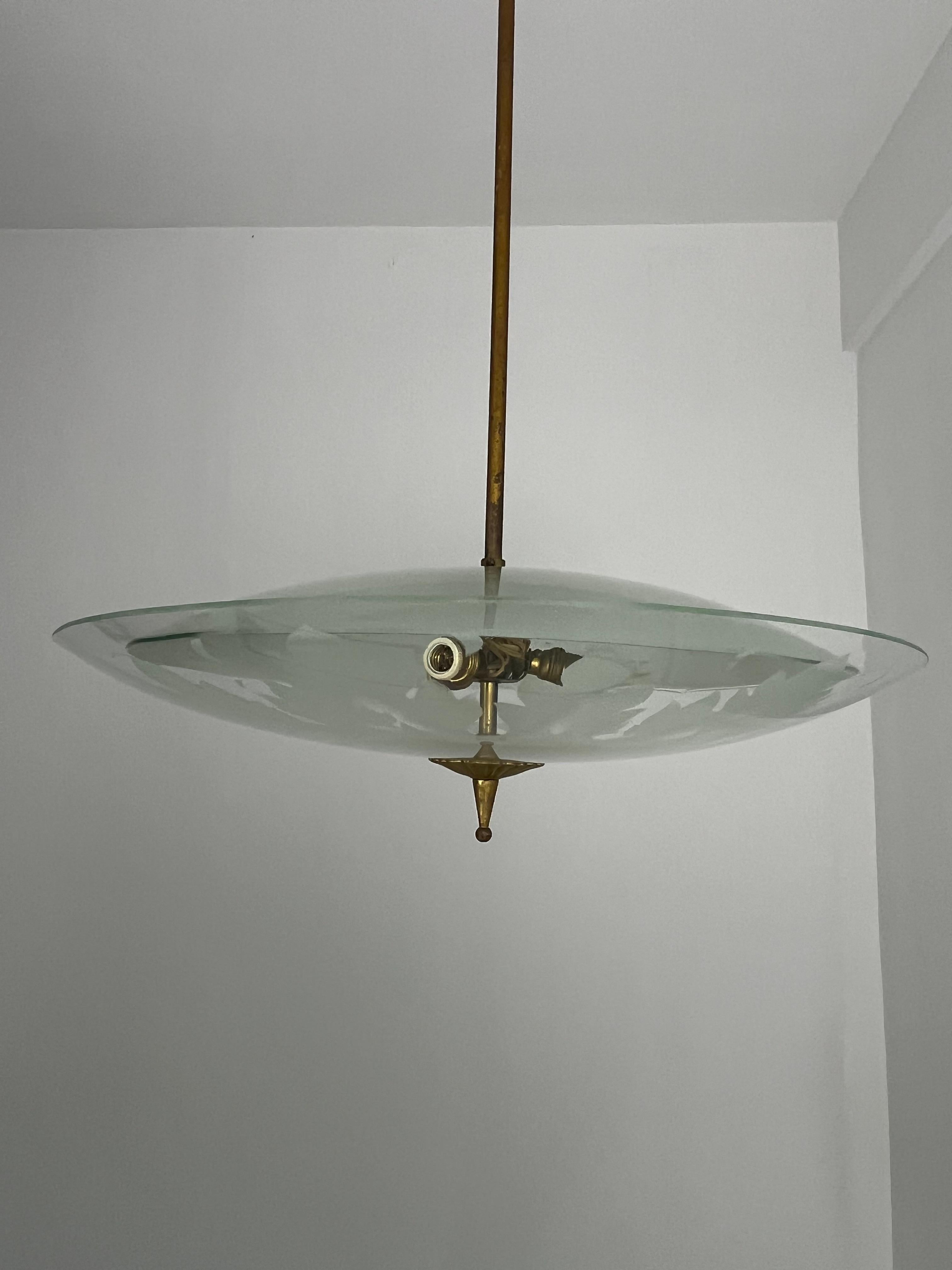 Nilgrüner Murano-Glaslüster, Pietro Chiesa für Fontana Arte 1950er Jahre im Angebot 1