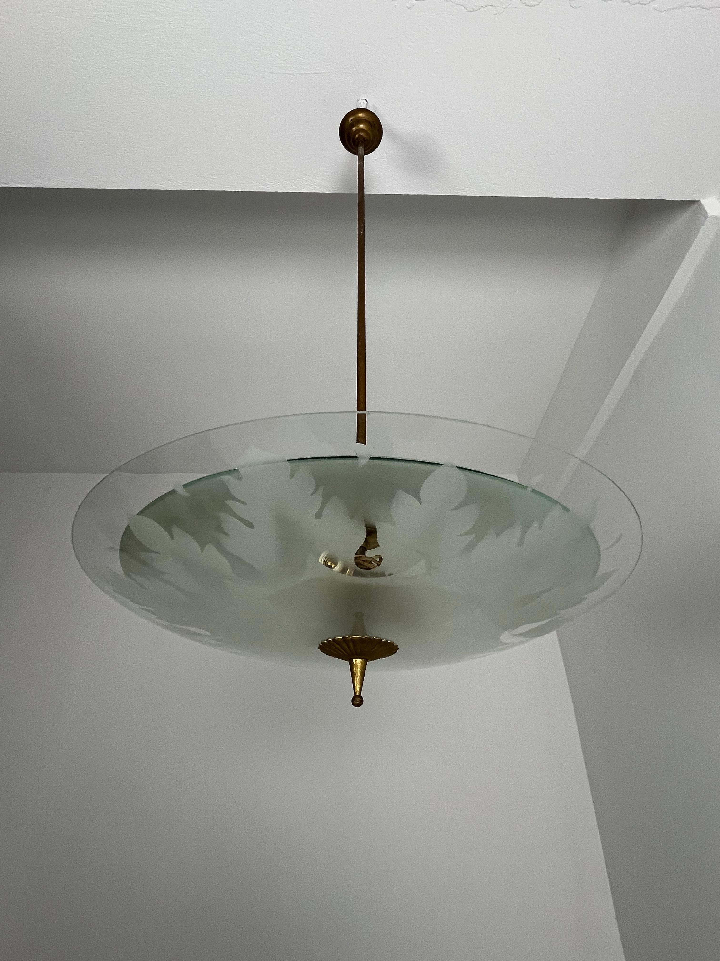 Nilgrüner Murano-Glaslüster, Pietro Chiesa für Fontana Arte 1950er Jahre im Angebot 2
