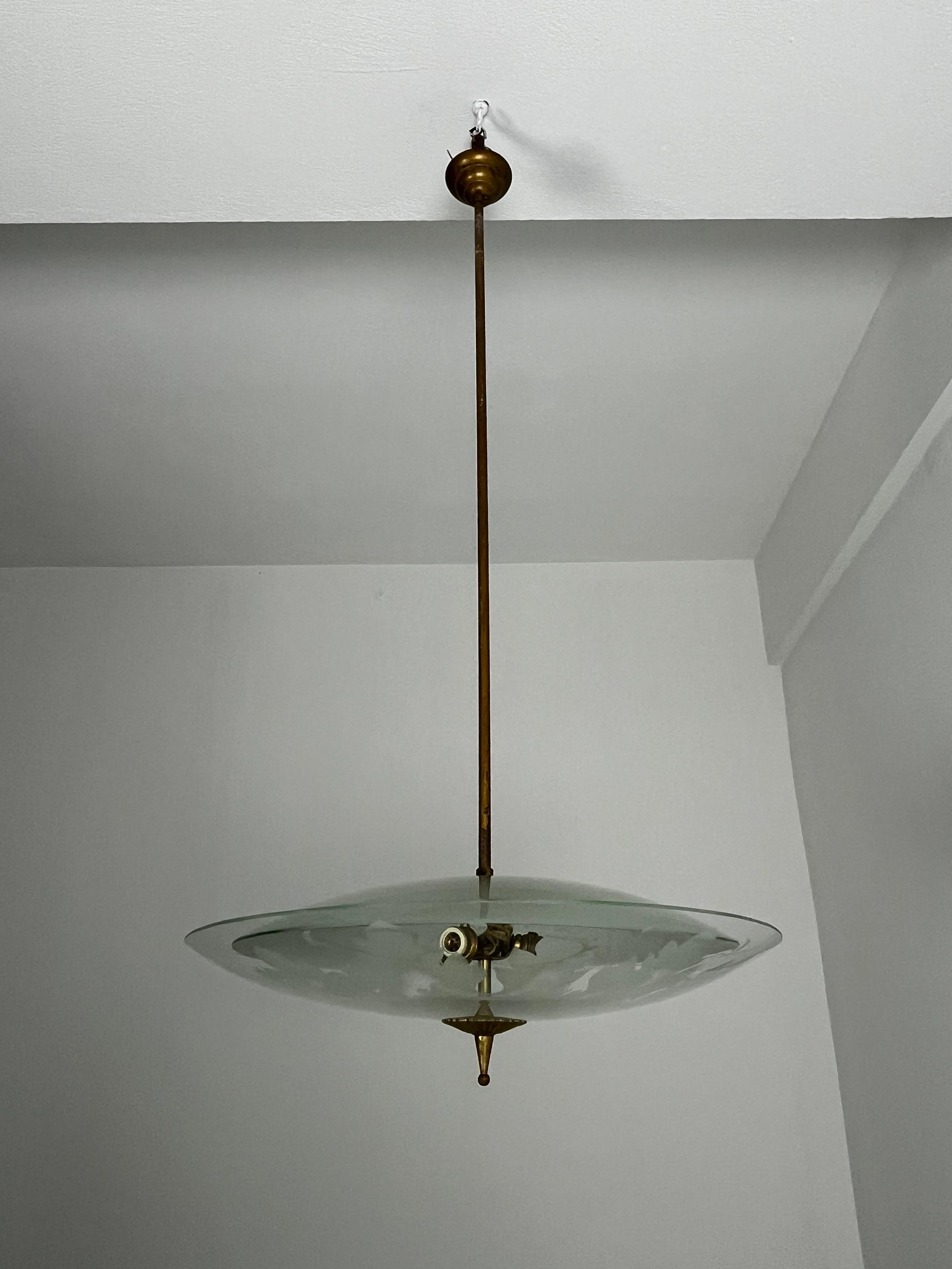 Nilgrüner Murano-Glaslüster, Pietro Chiesa für Fontana Arte 1950er Jahre im Angebot 3